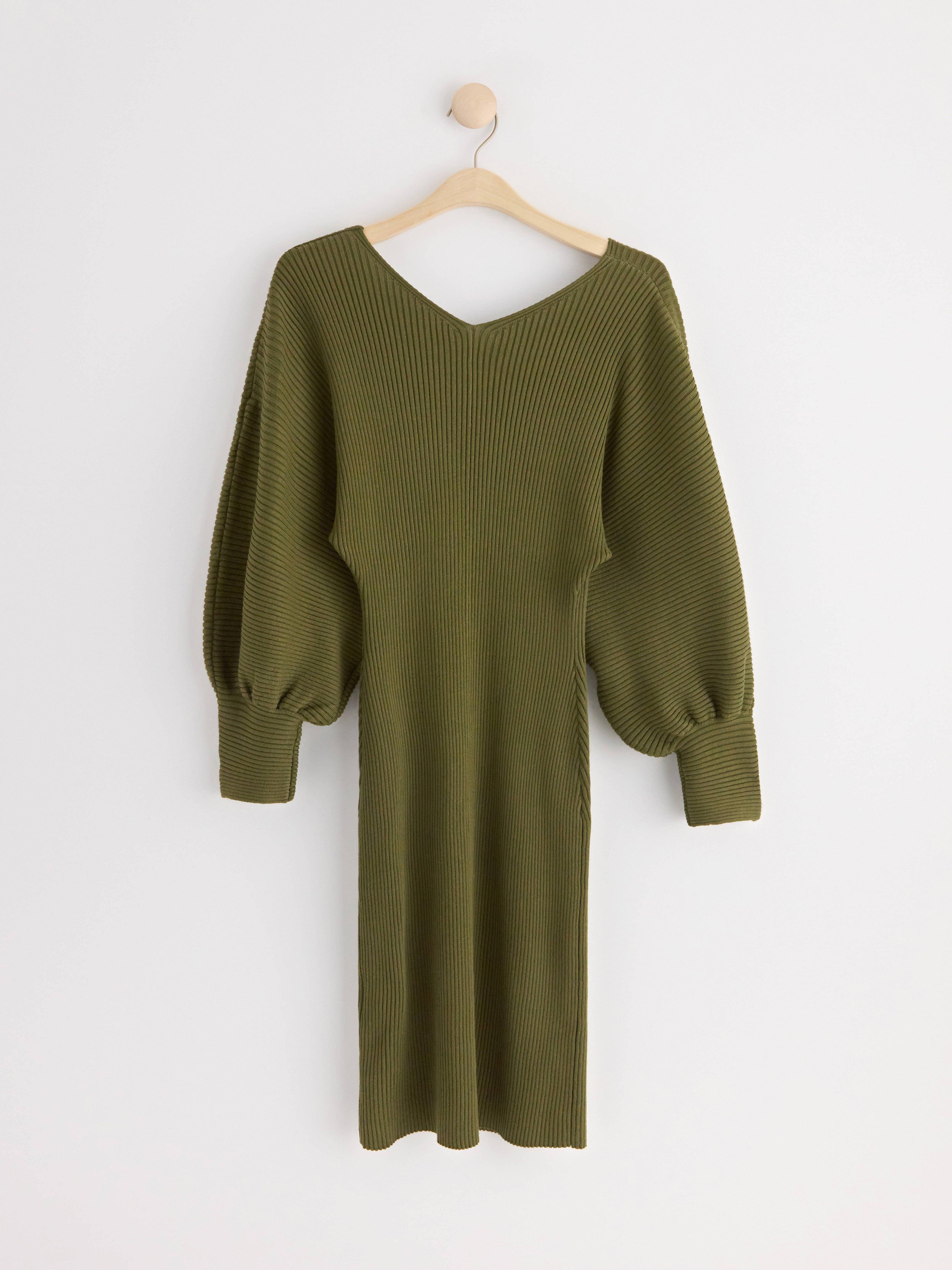 MOM Mini dress with puff sleeves Khaki