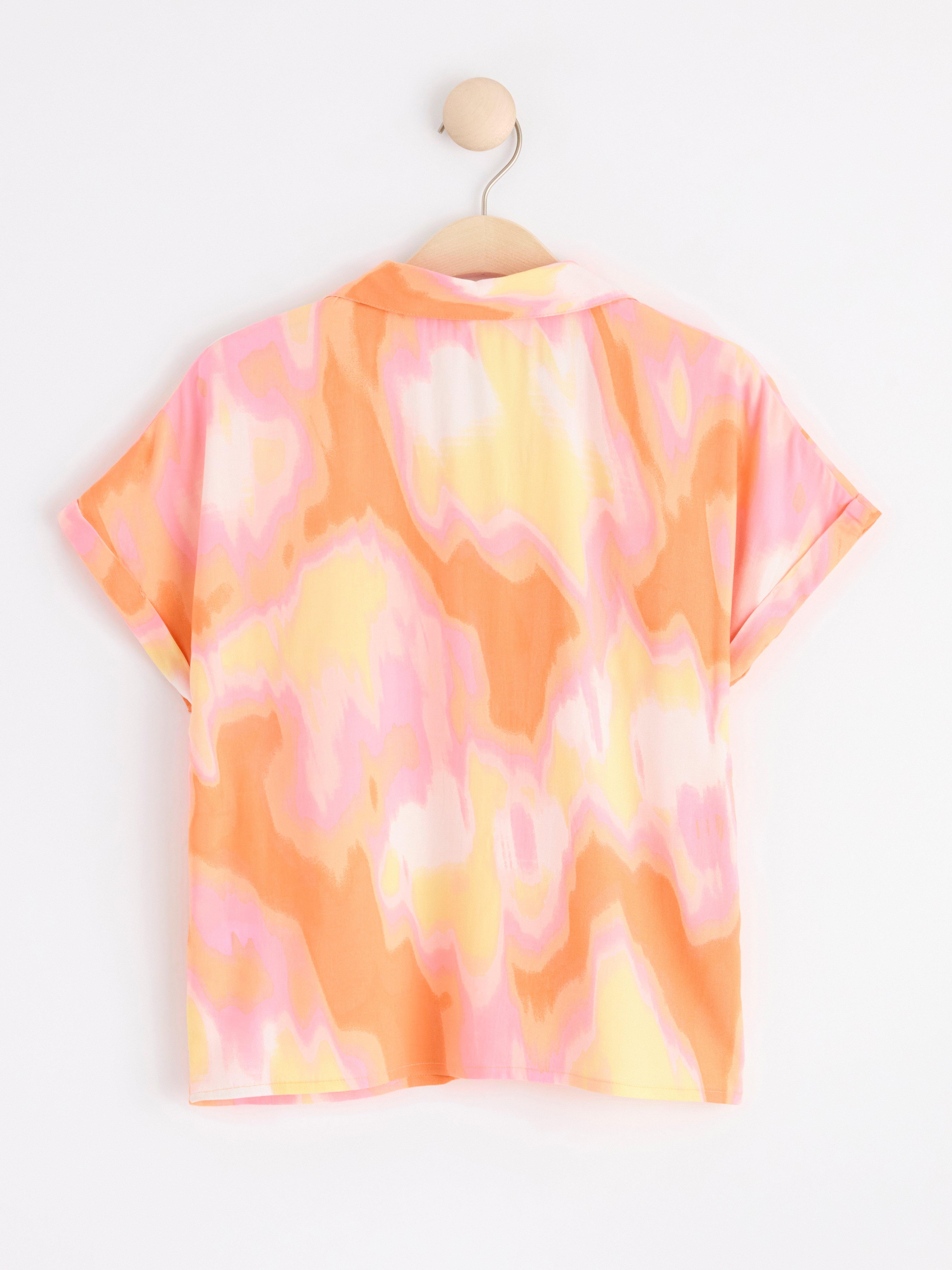 Patterned short sleeve blouse Light Orange