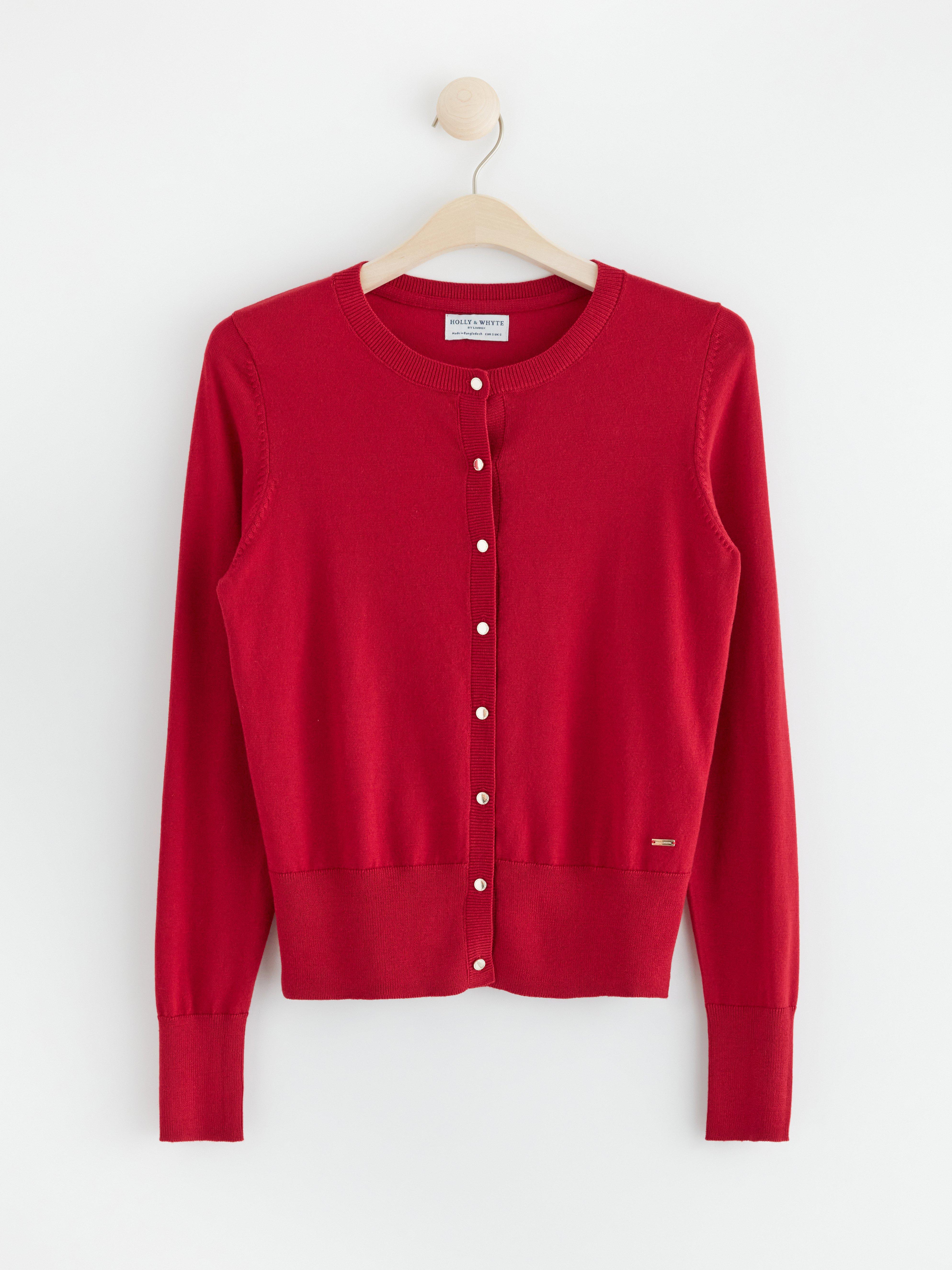 Fine-knit cardigan Red