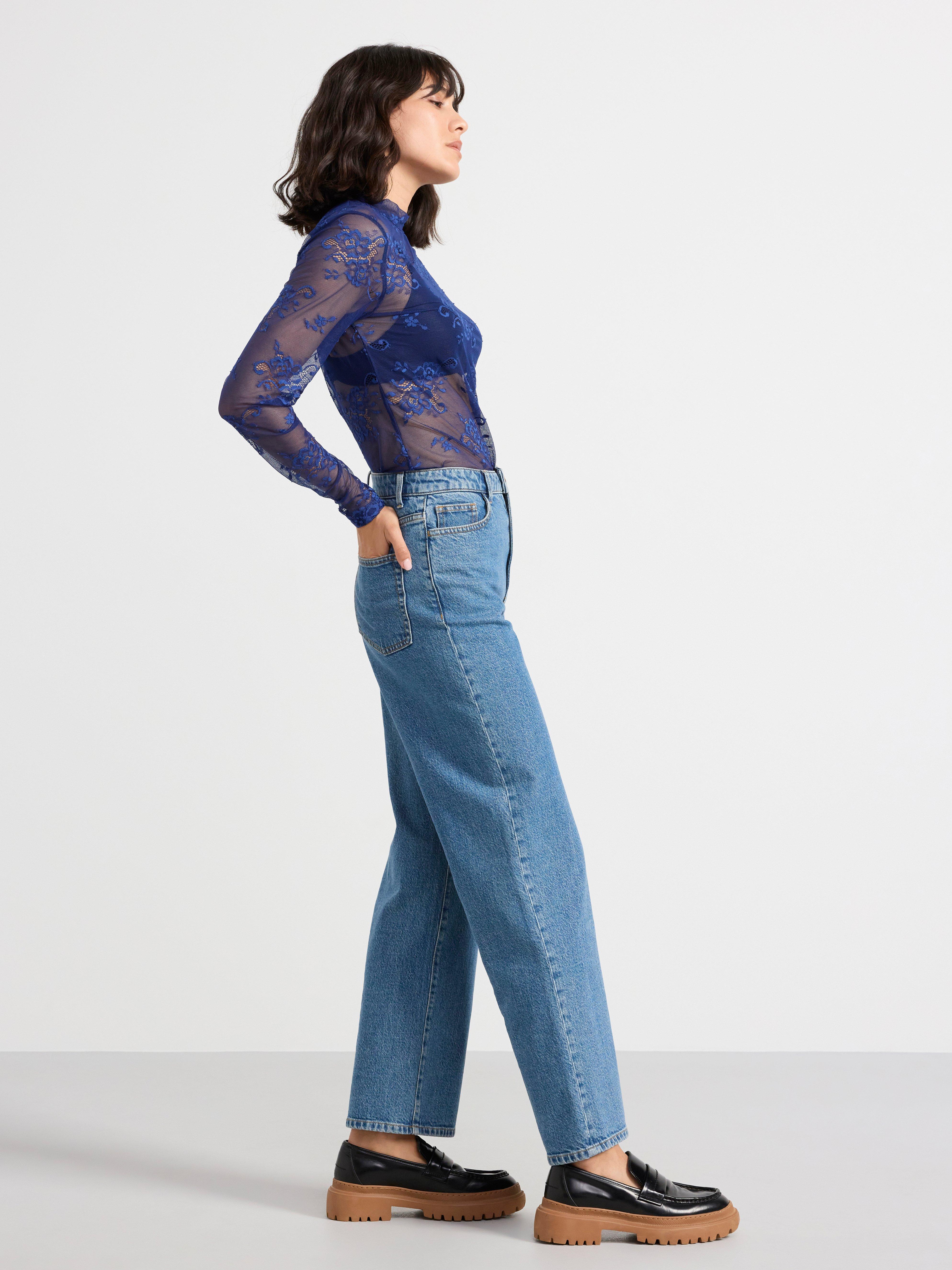 Long sleeve top in lace Dark Blue
