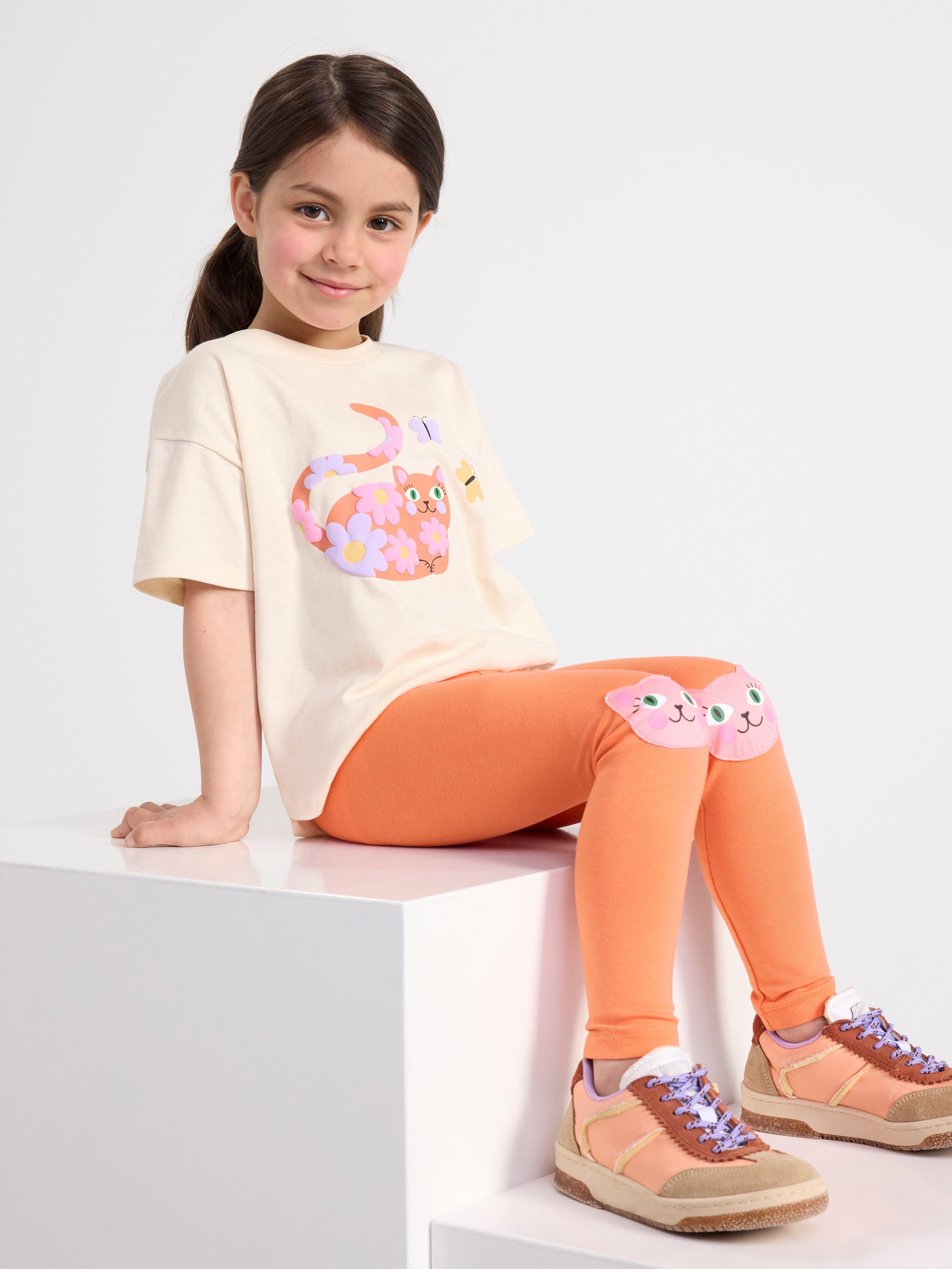 Leggings with cats Light Dusty Orange