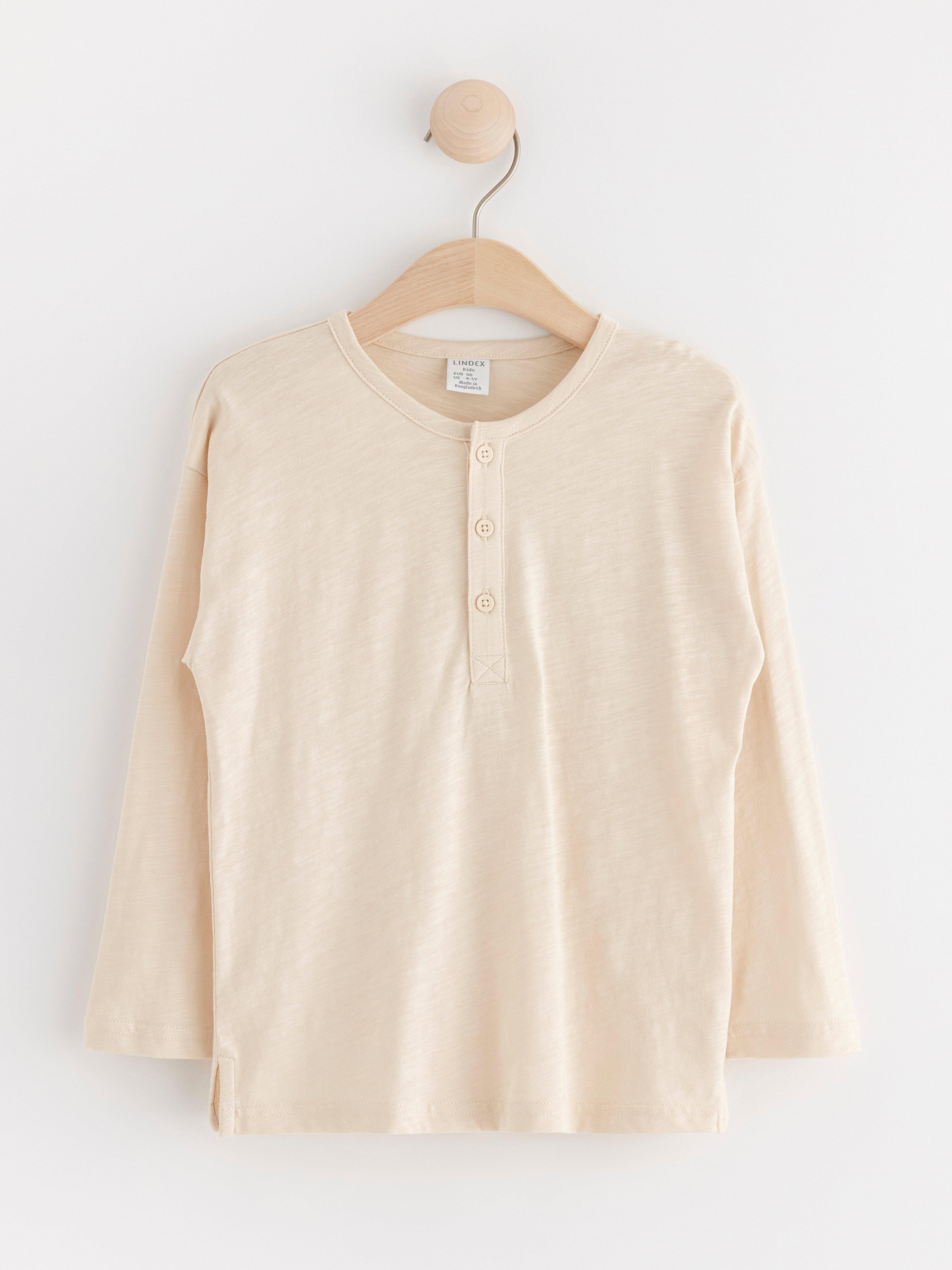 Long sleeve top with buttons Light Beige