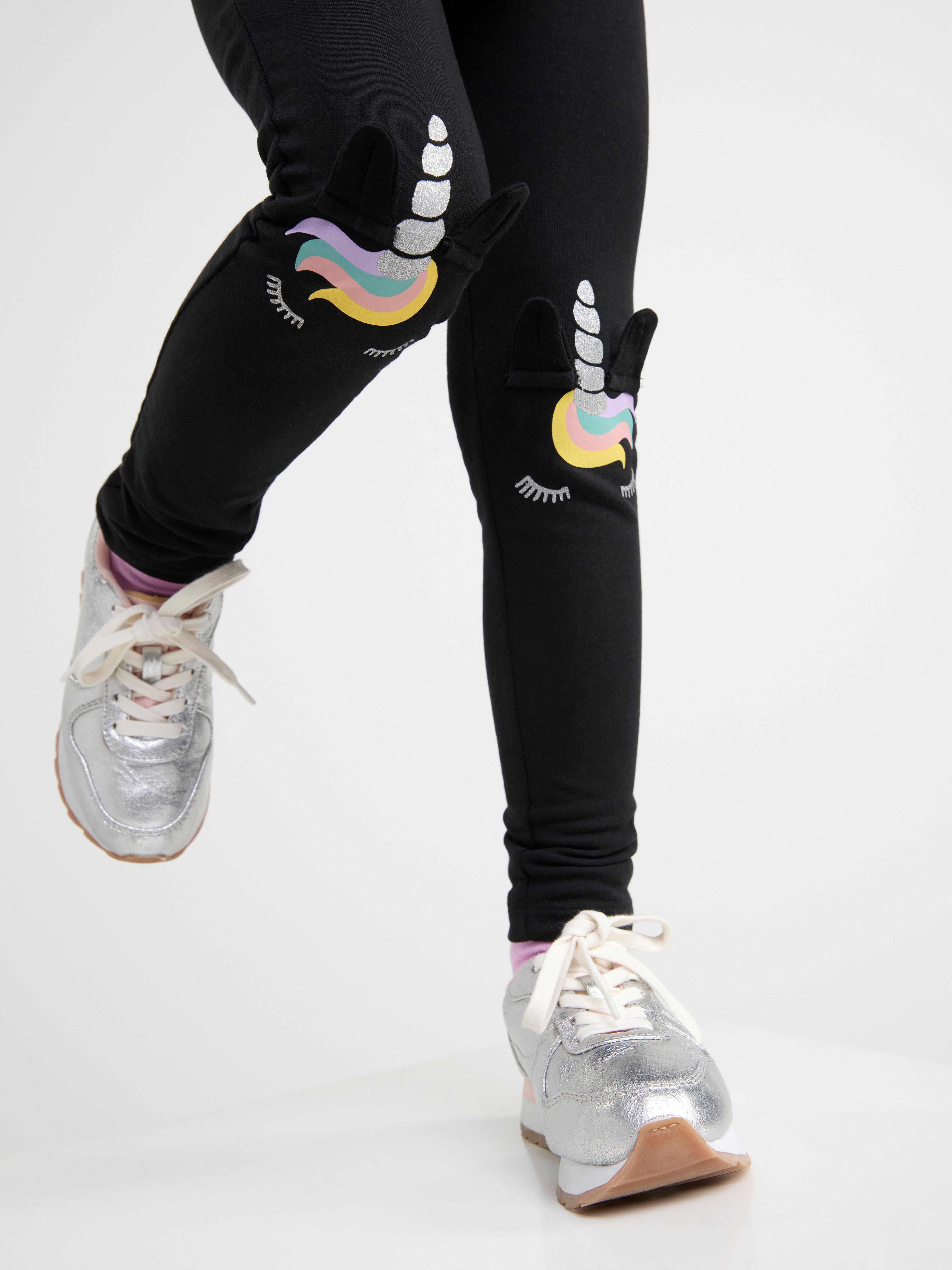 Leggings with knee appliqué Black