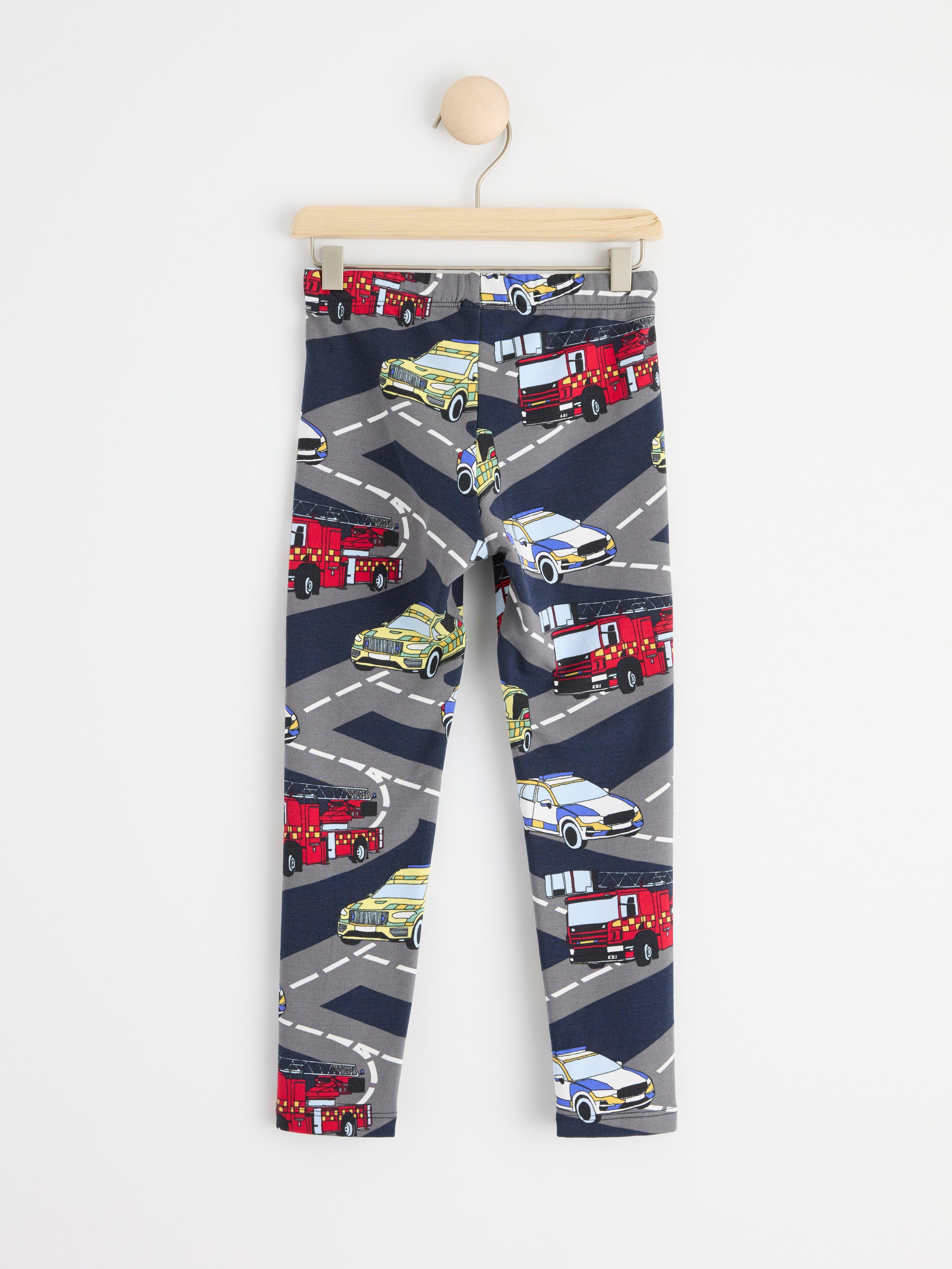 Leggings with brushed inside and cars Dark Navy