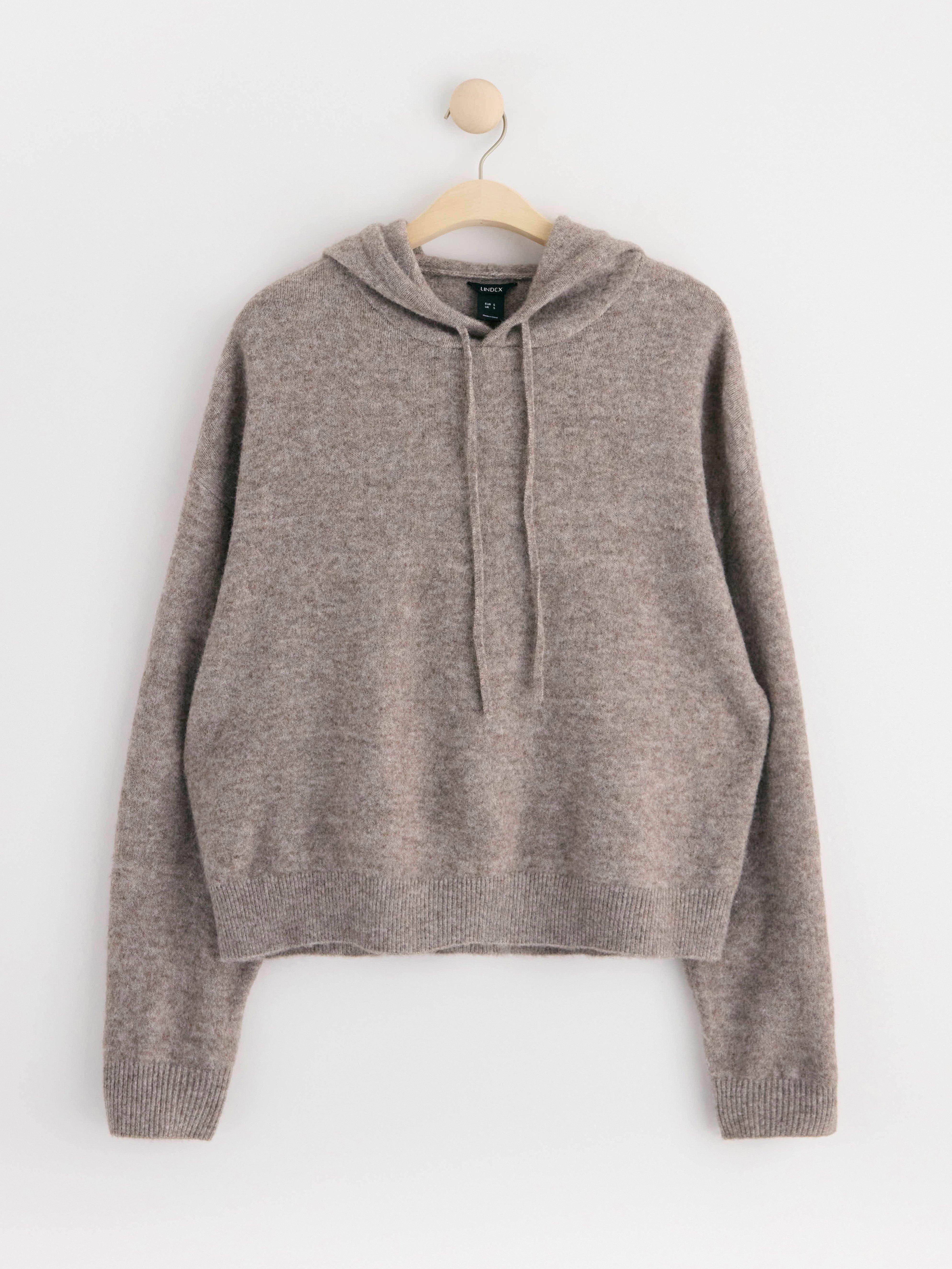 Hoodie knitted Brown melange