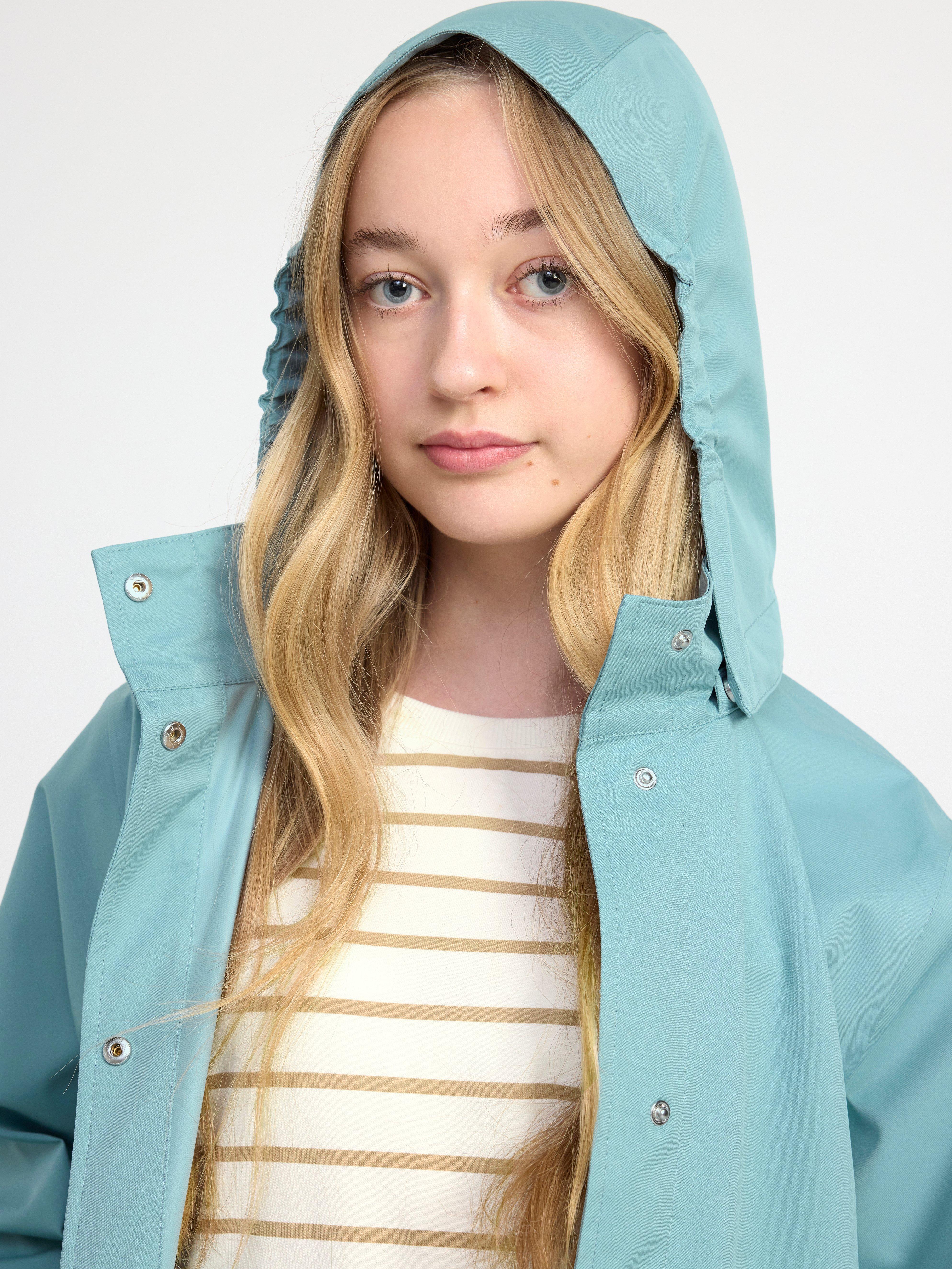 Water repellent long shell jacket Dusty Blue