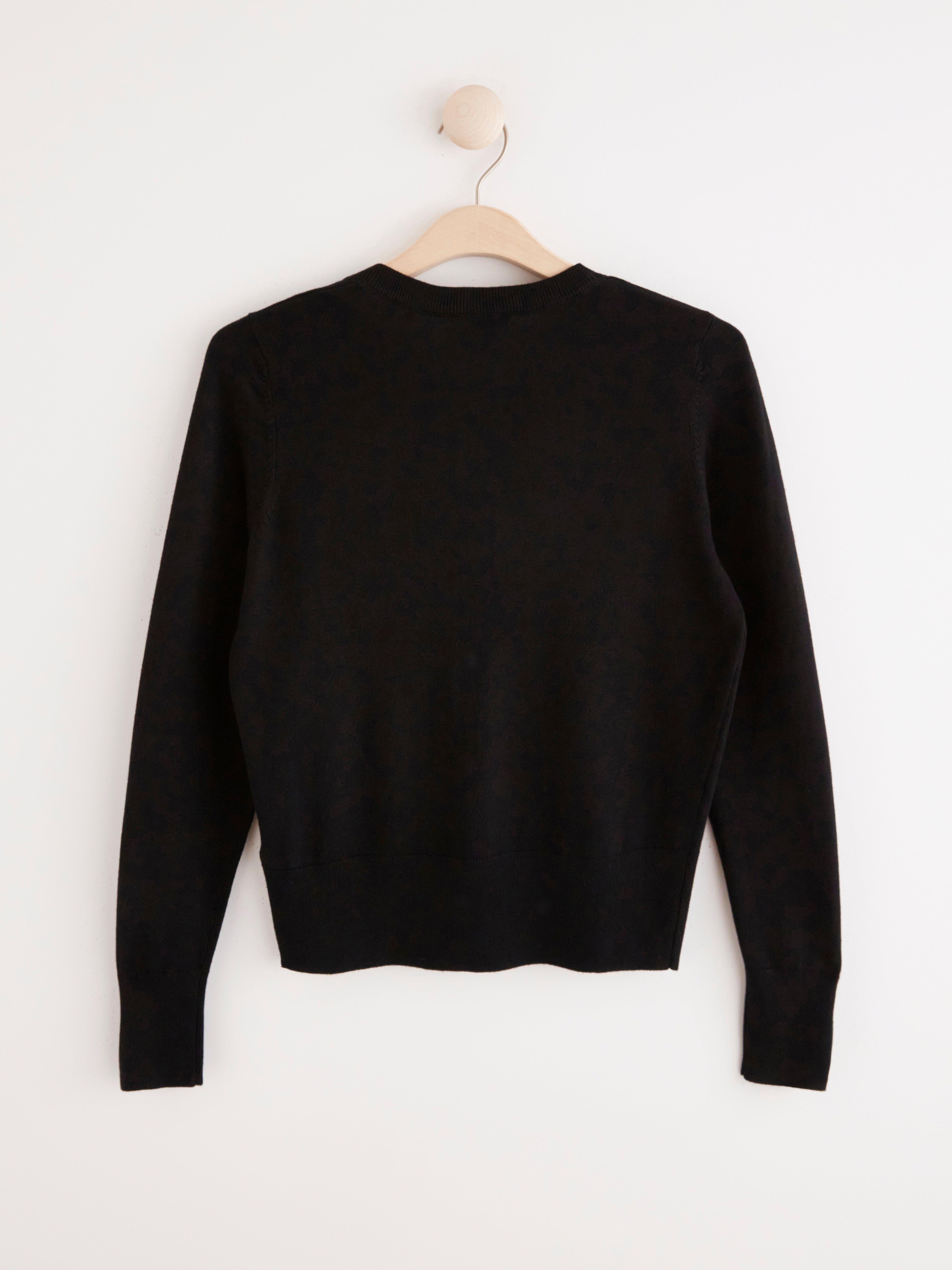 Fine-knit Black Cardigan Black