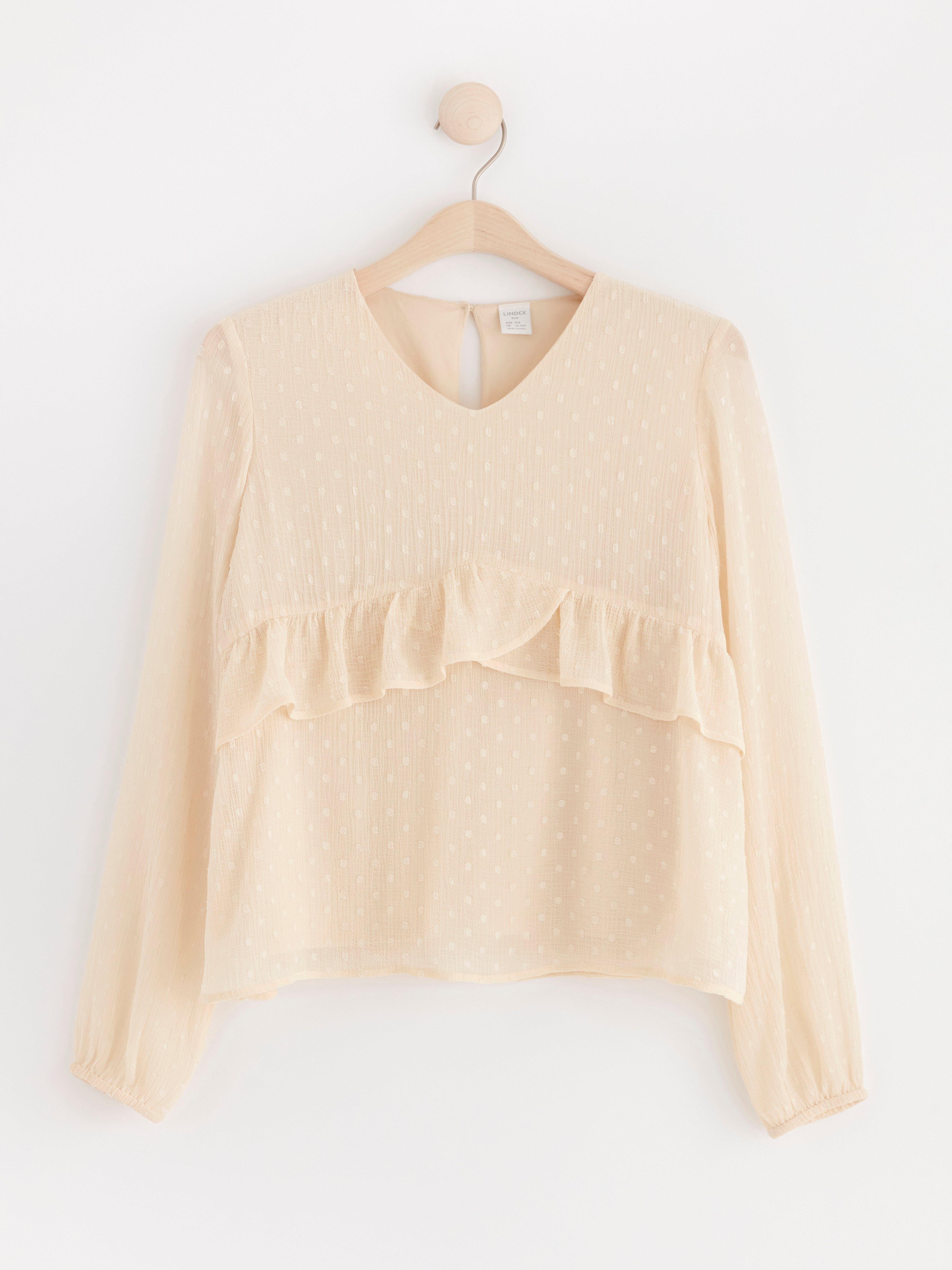 Blouse with flounces Light Beige