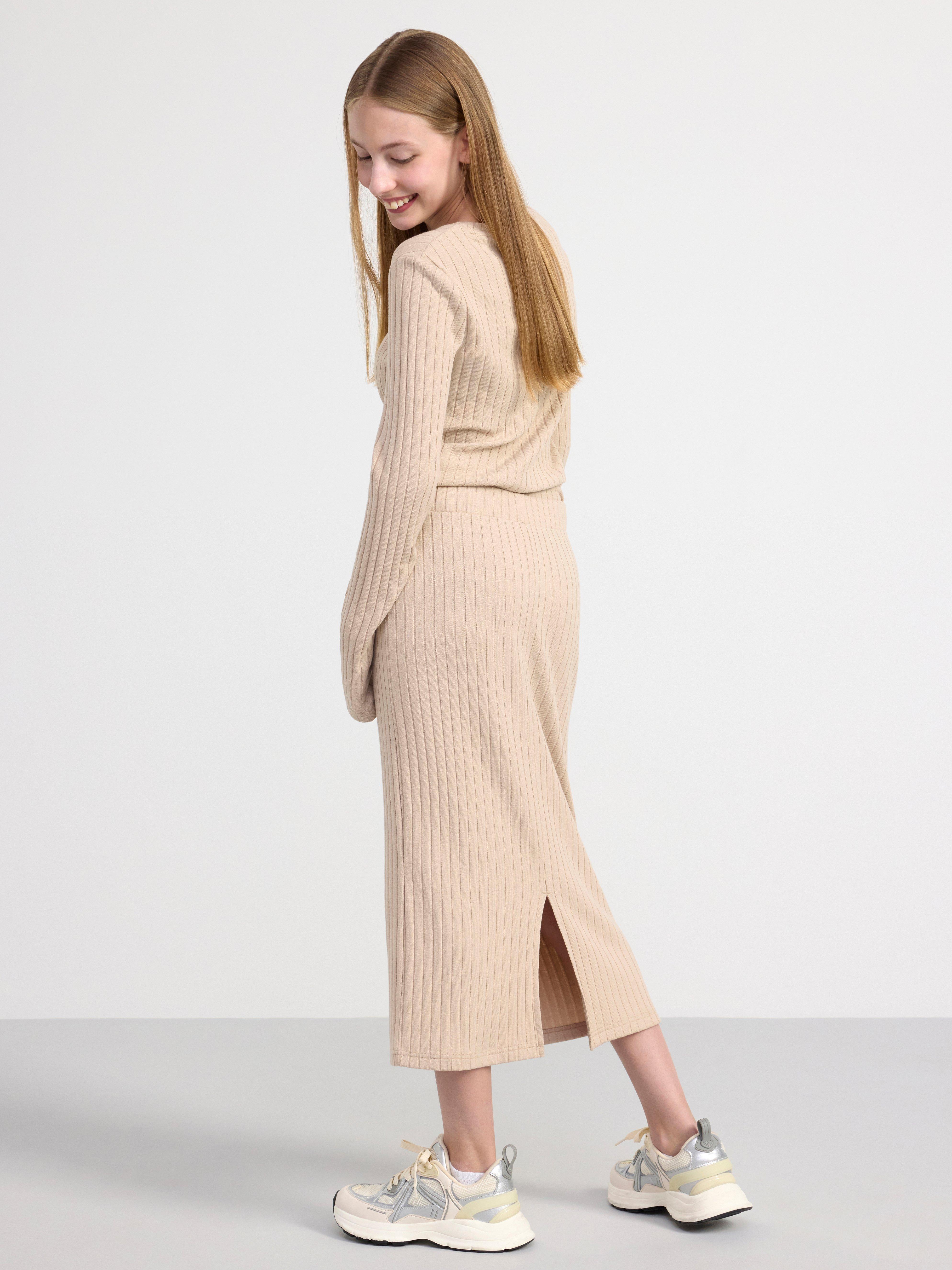Ribbed skirt Beige