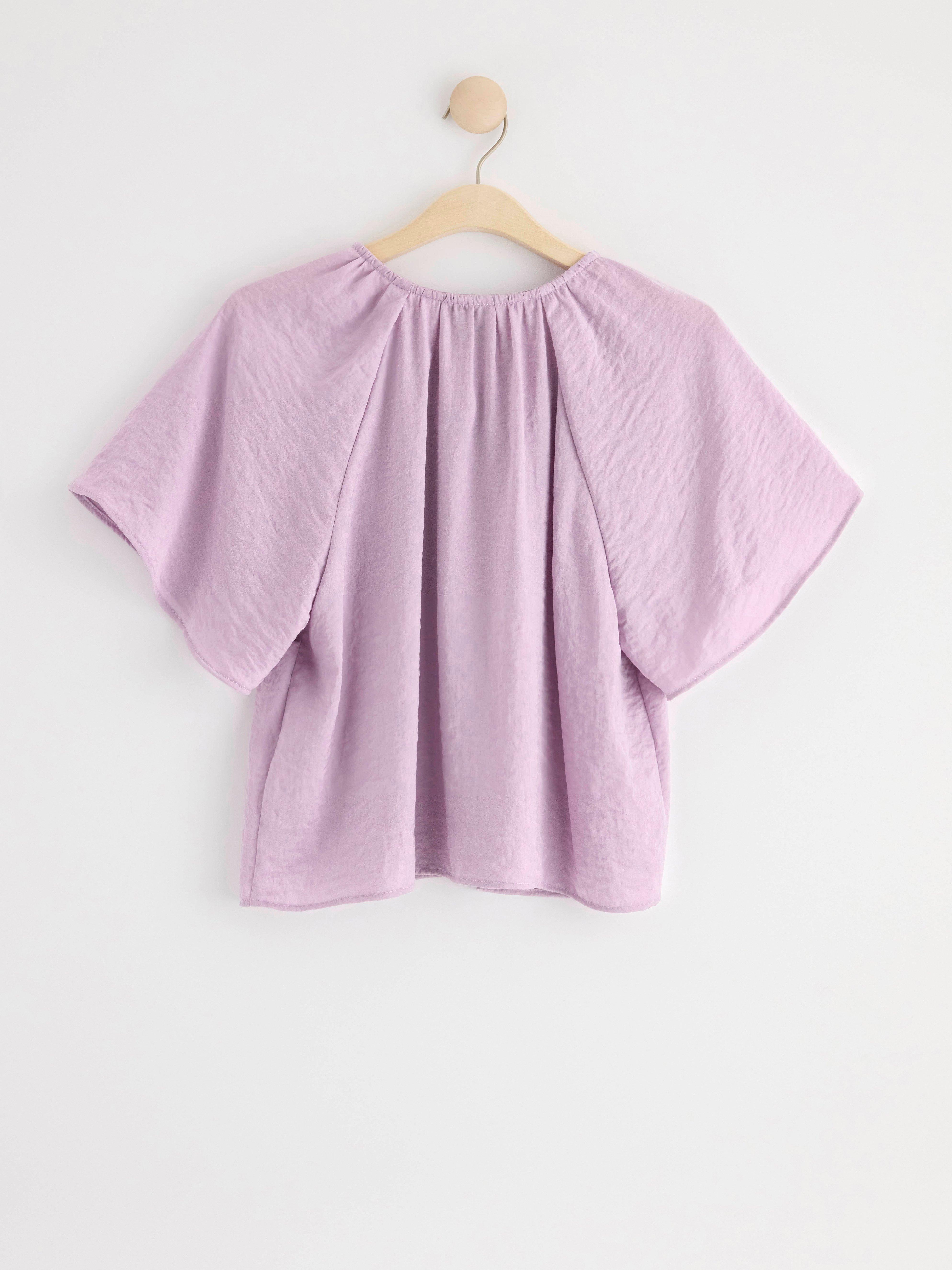 Short sleeve satin blouse Lilac