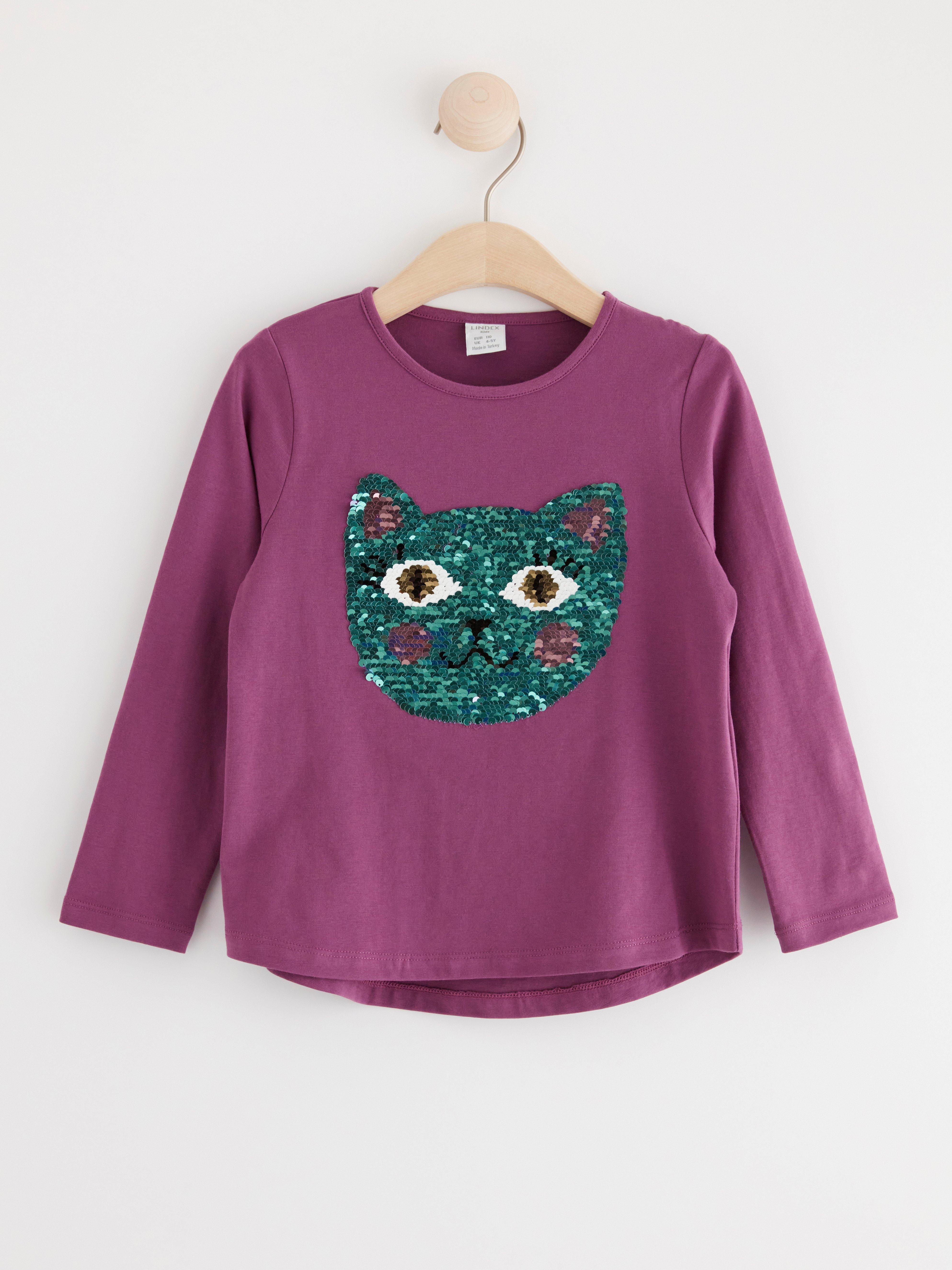 Long sleeve top with reversible sequins LILAC