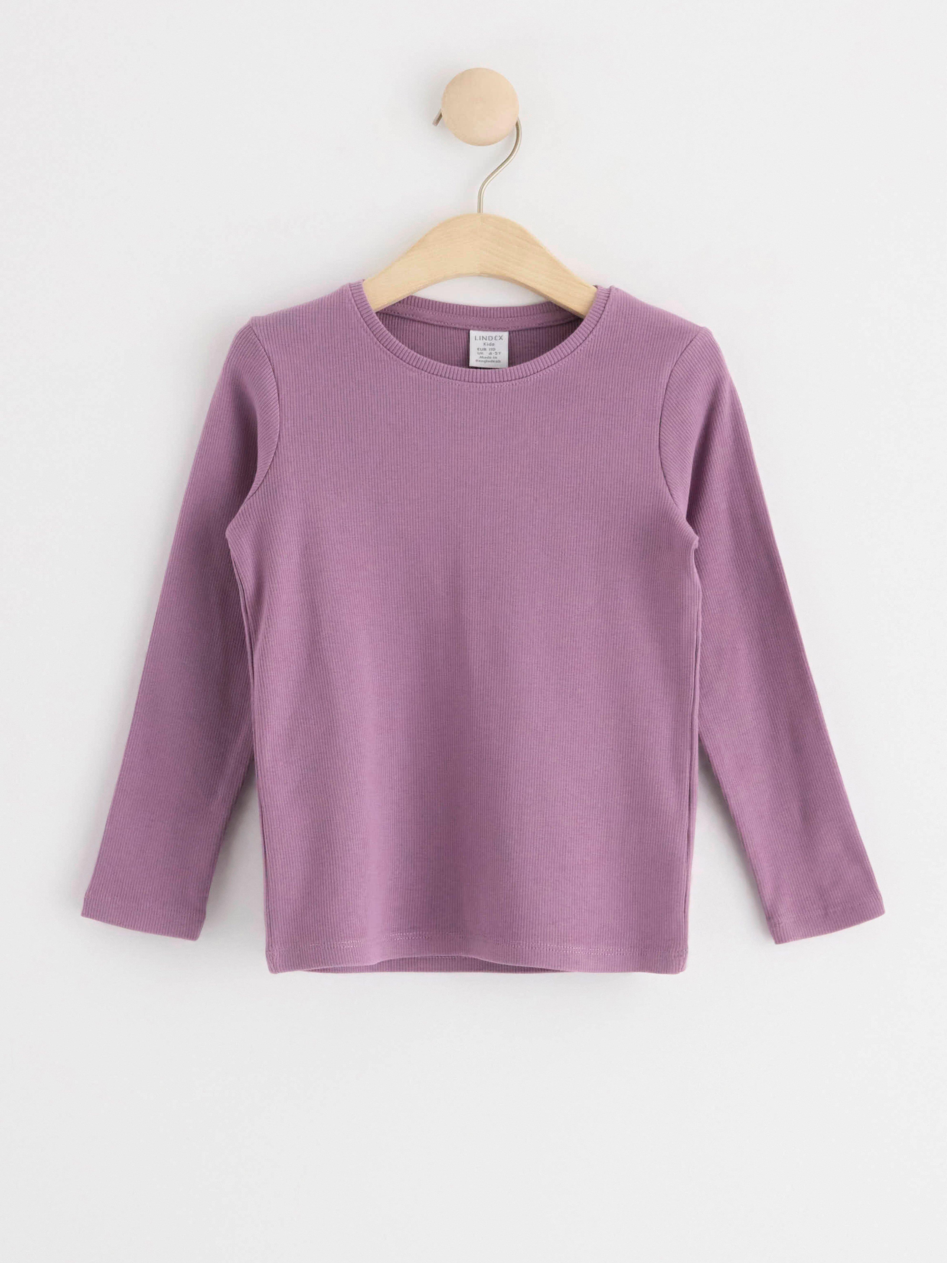 Ribbed long sleeve top Light Dusty Lilac