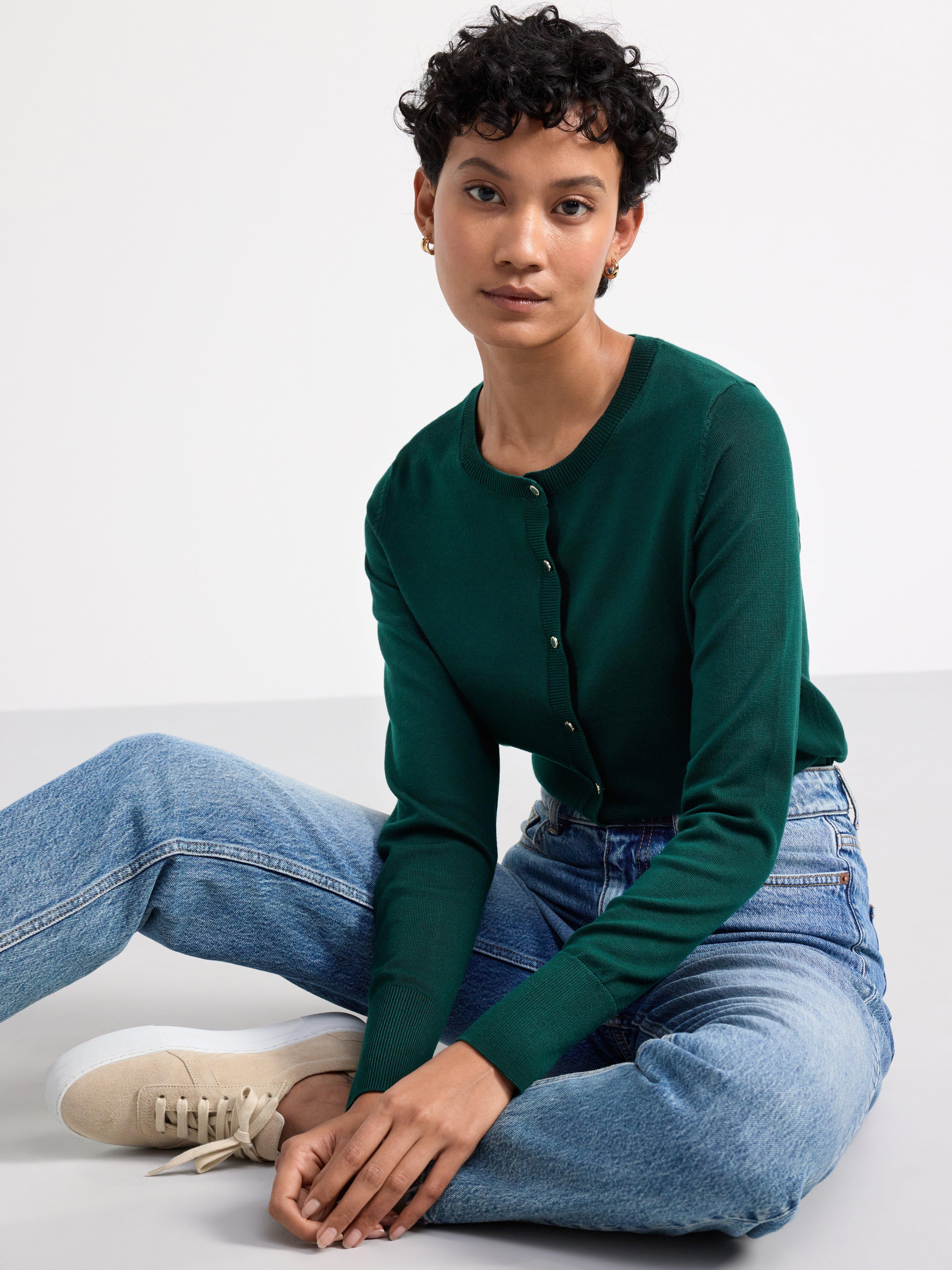 Fine-knit cardigan Dark Green