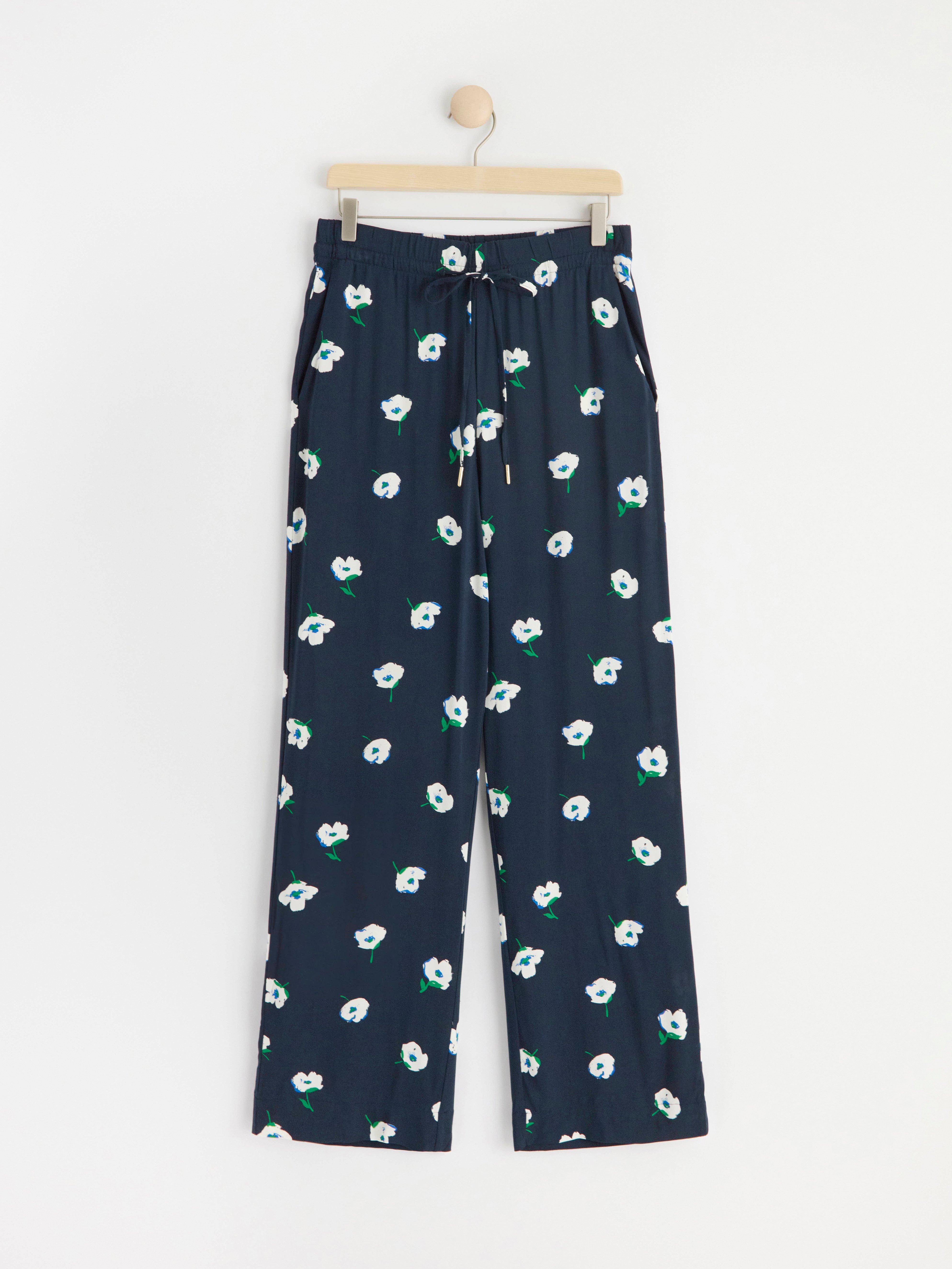 BELLA Straight patterned trousers Navy