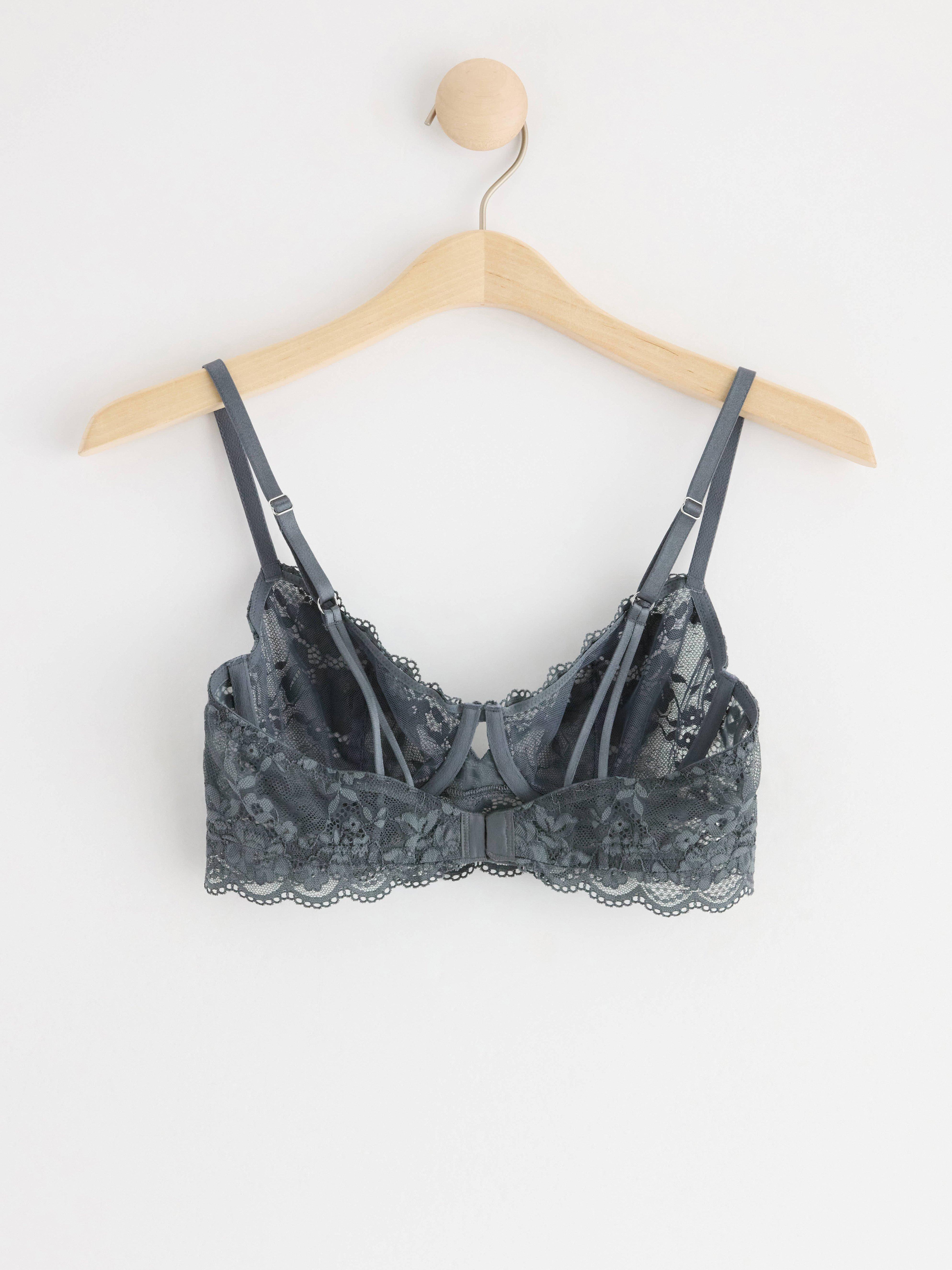 Unpadded bra with lace Dark Grey
