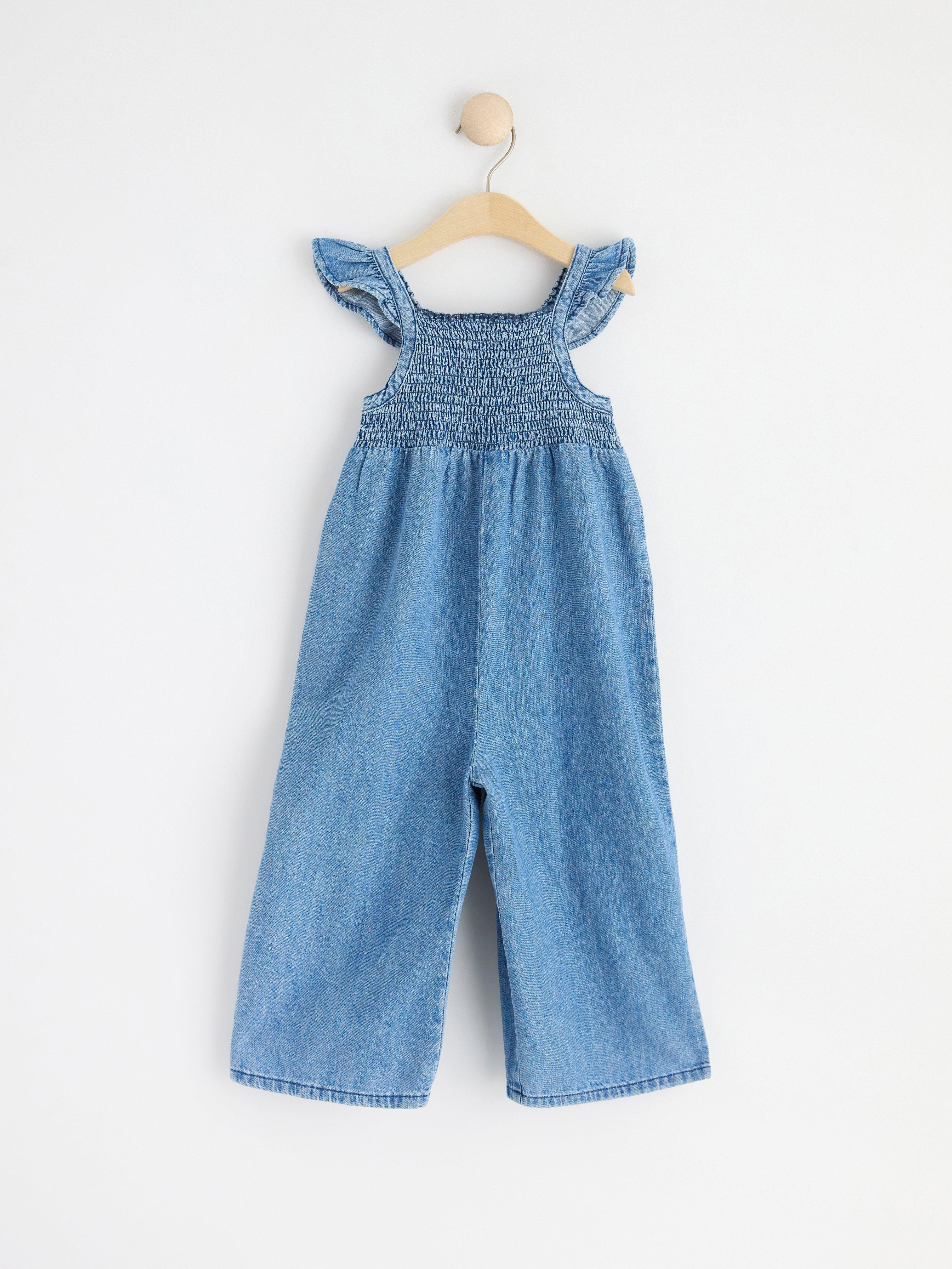 Denim jumpsuit with smock Denim