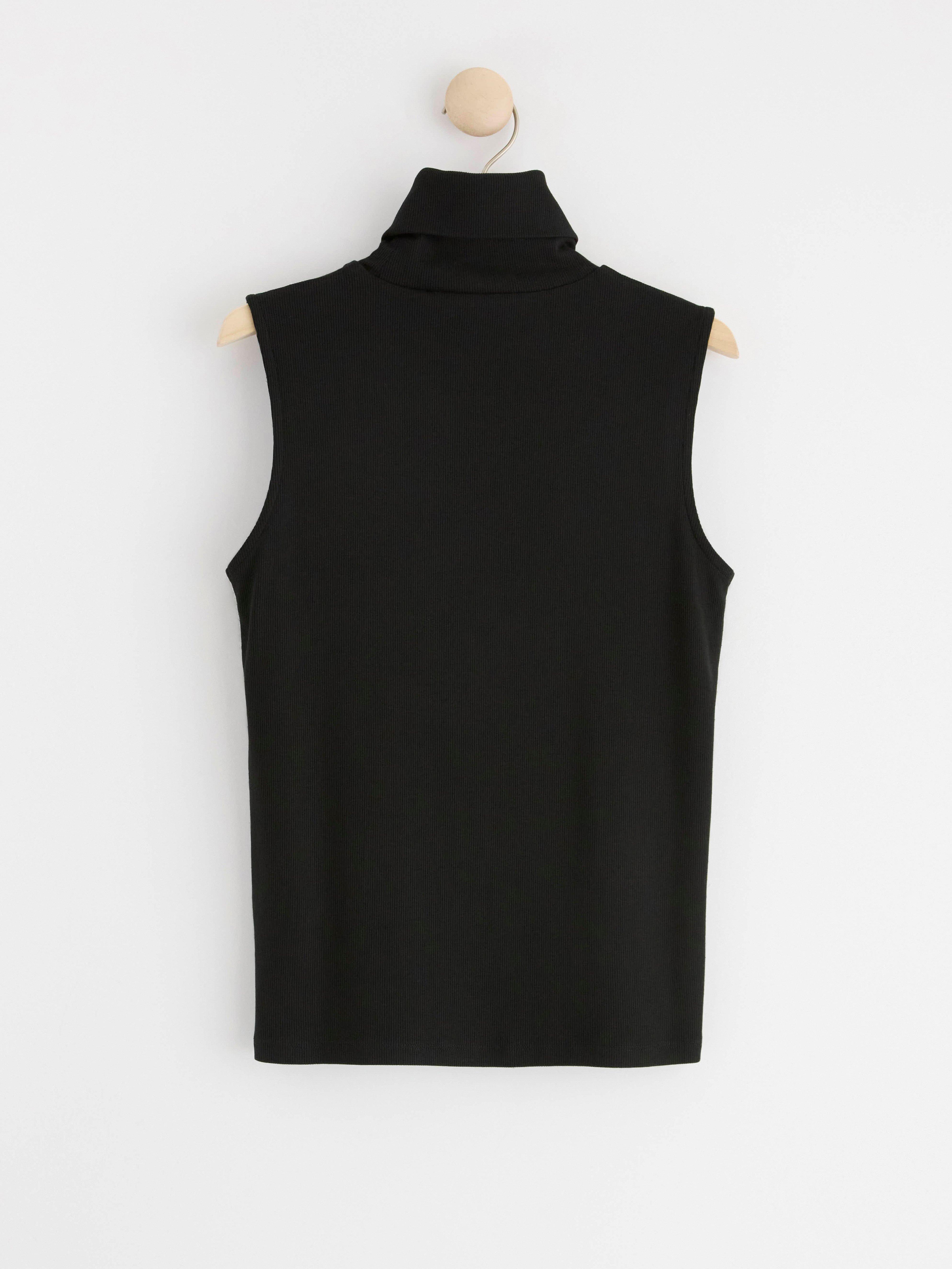 Sleeveless roll neck top Black