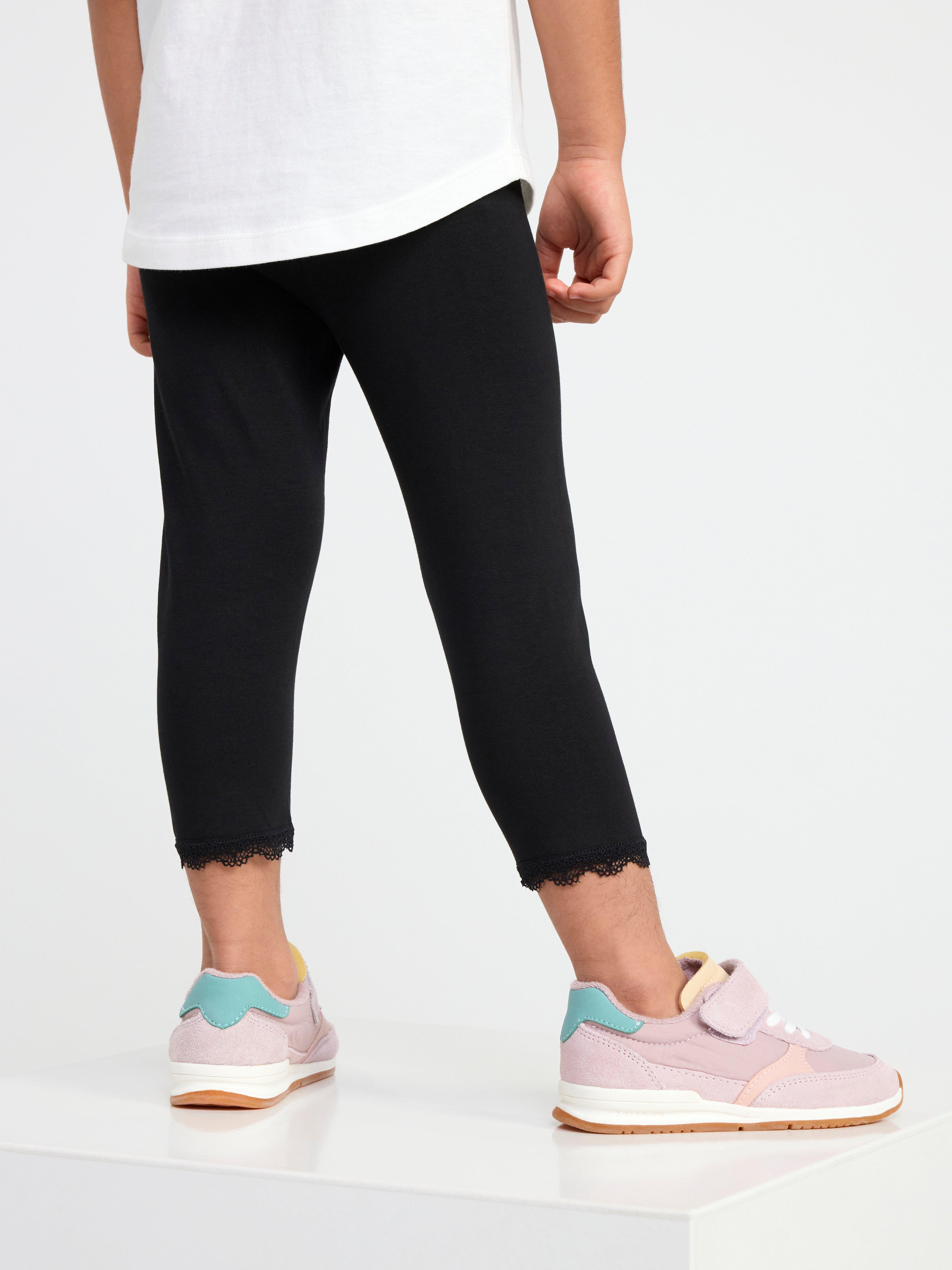 Capri leggings with lace trim Off black