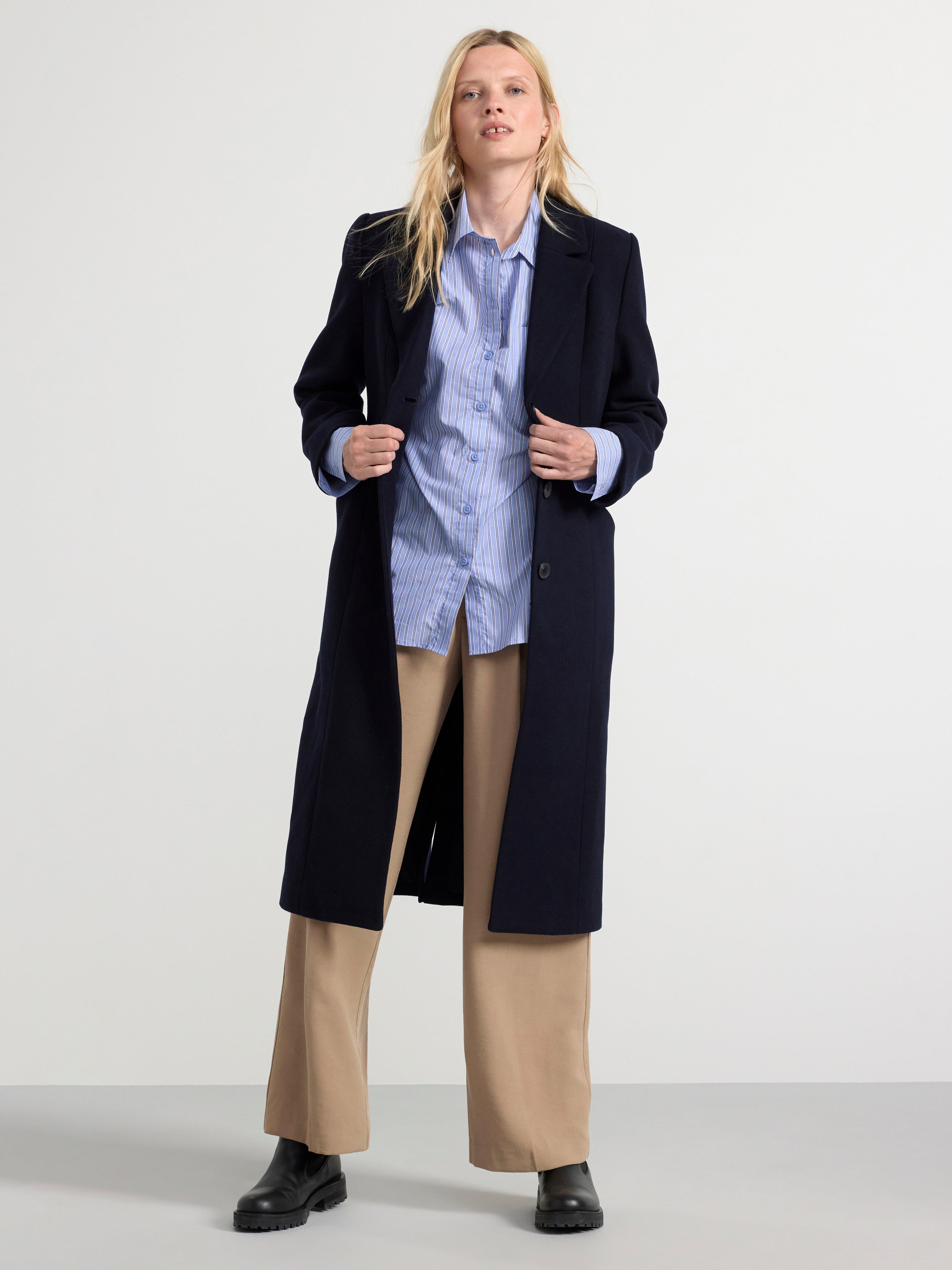 Coat in wool blend Dark Blue