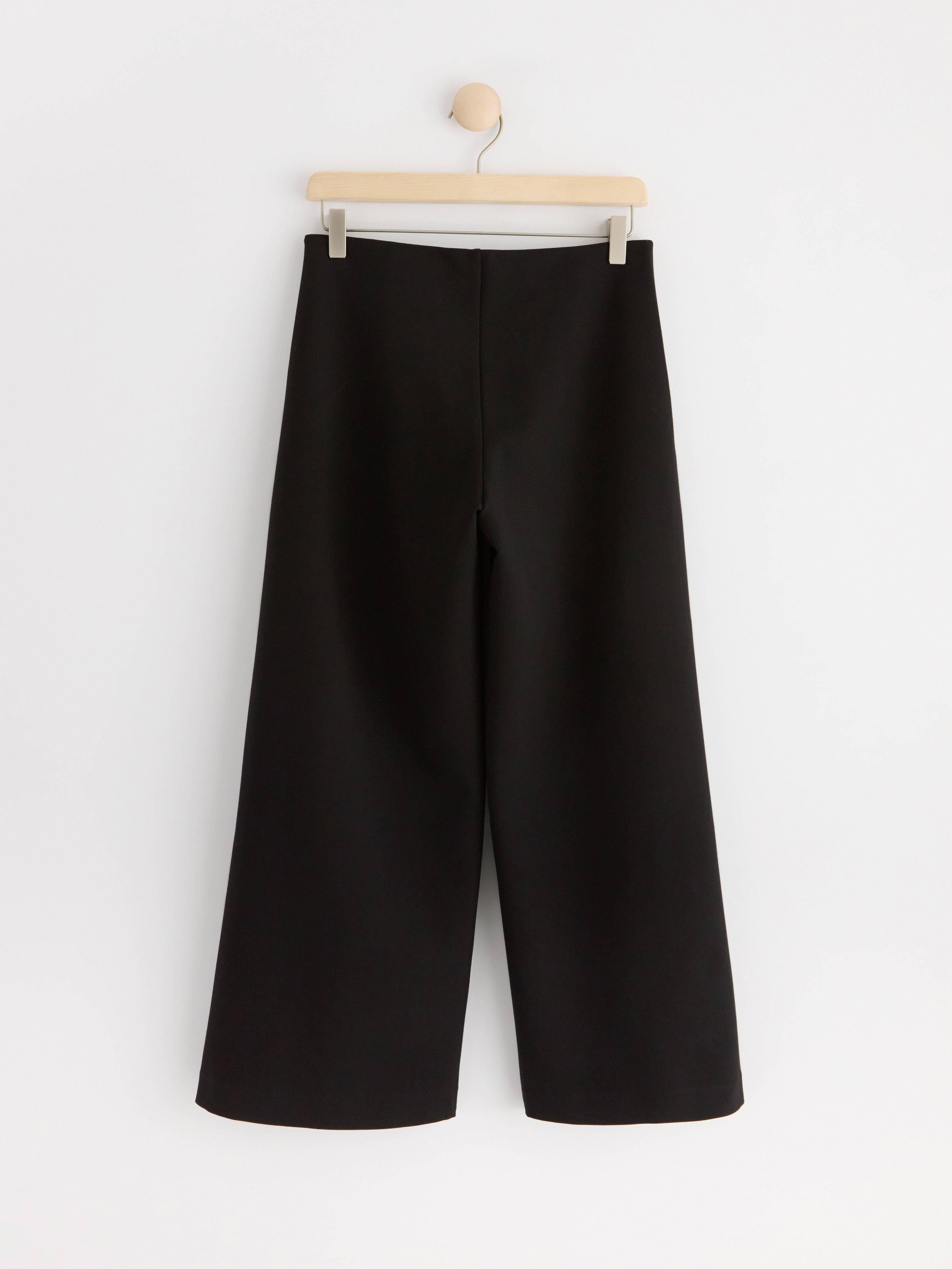 Cropped wide leg punto trousers Black