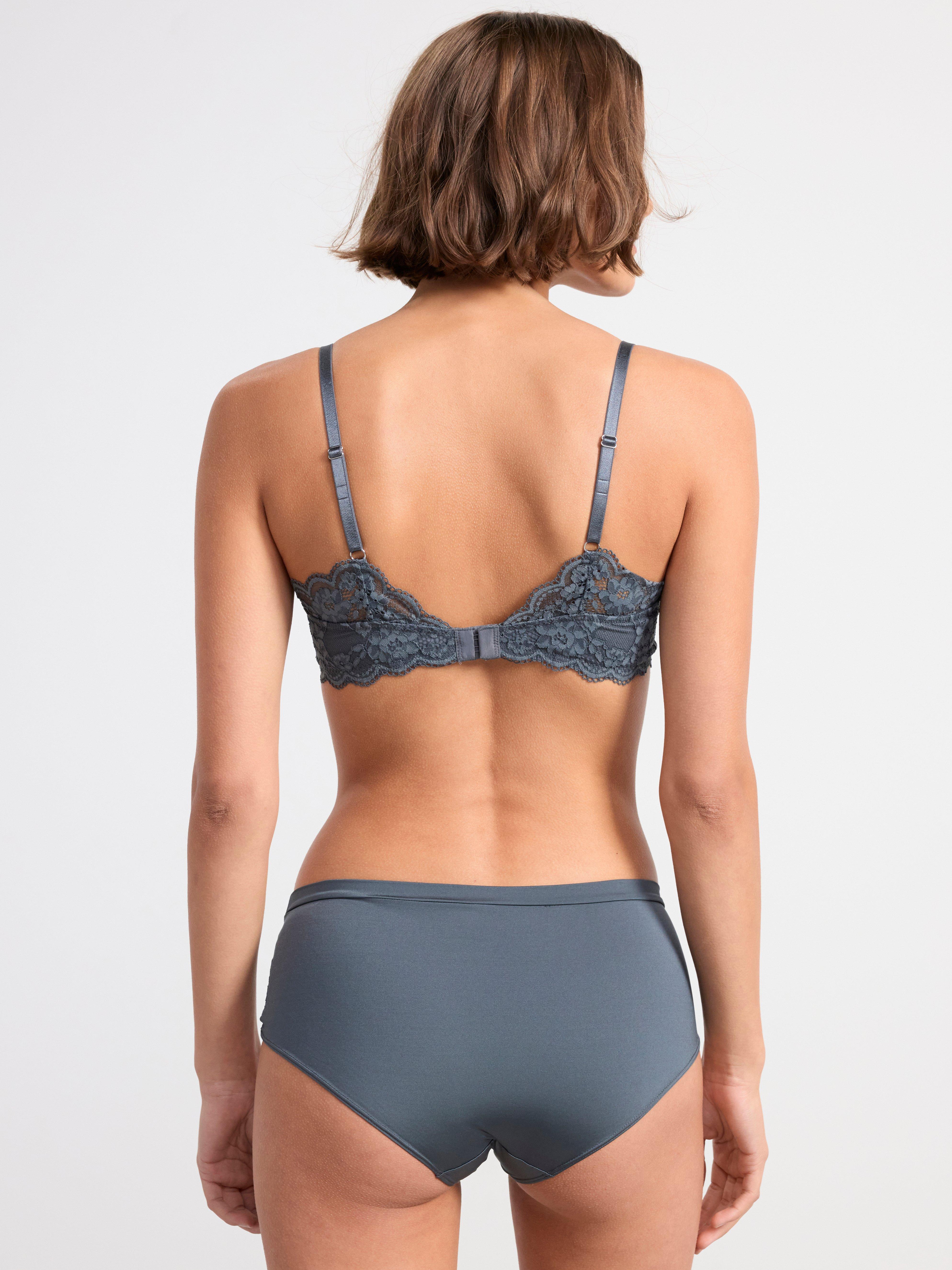 Regular waist brief with lace Dark Grey