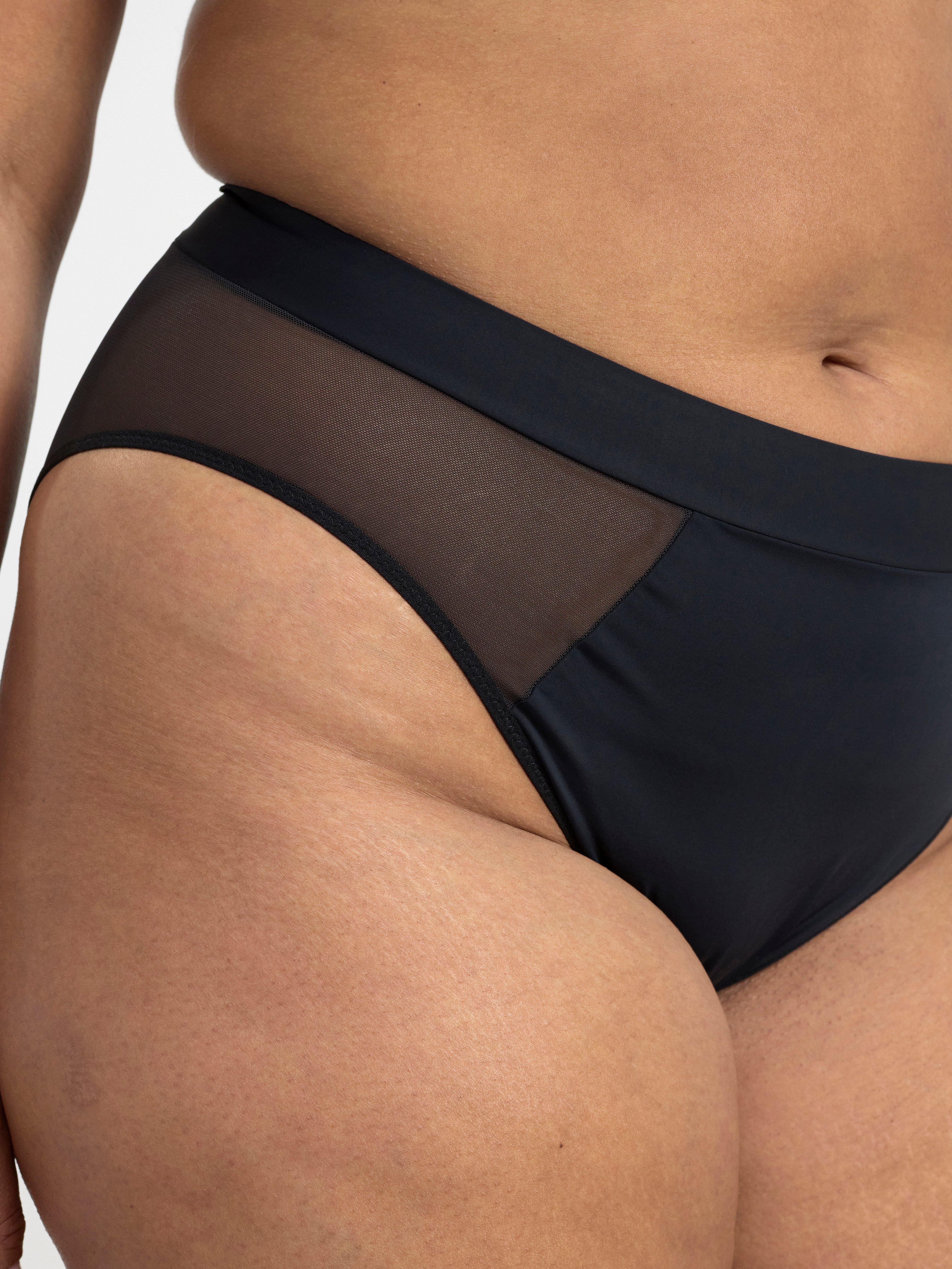 High waist bikini briefs with mesh Black
