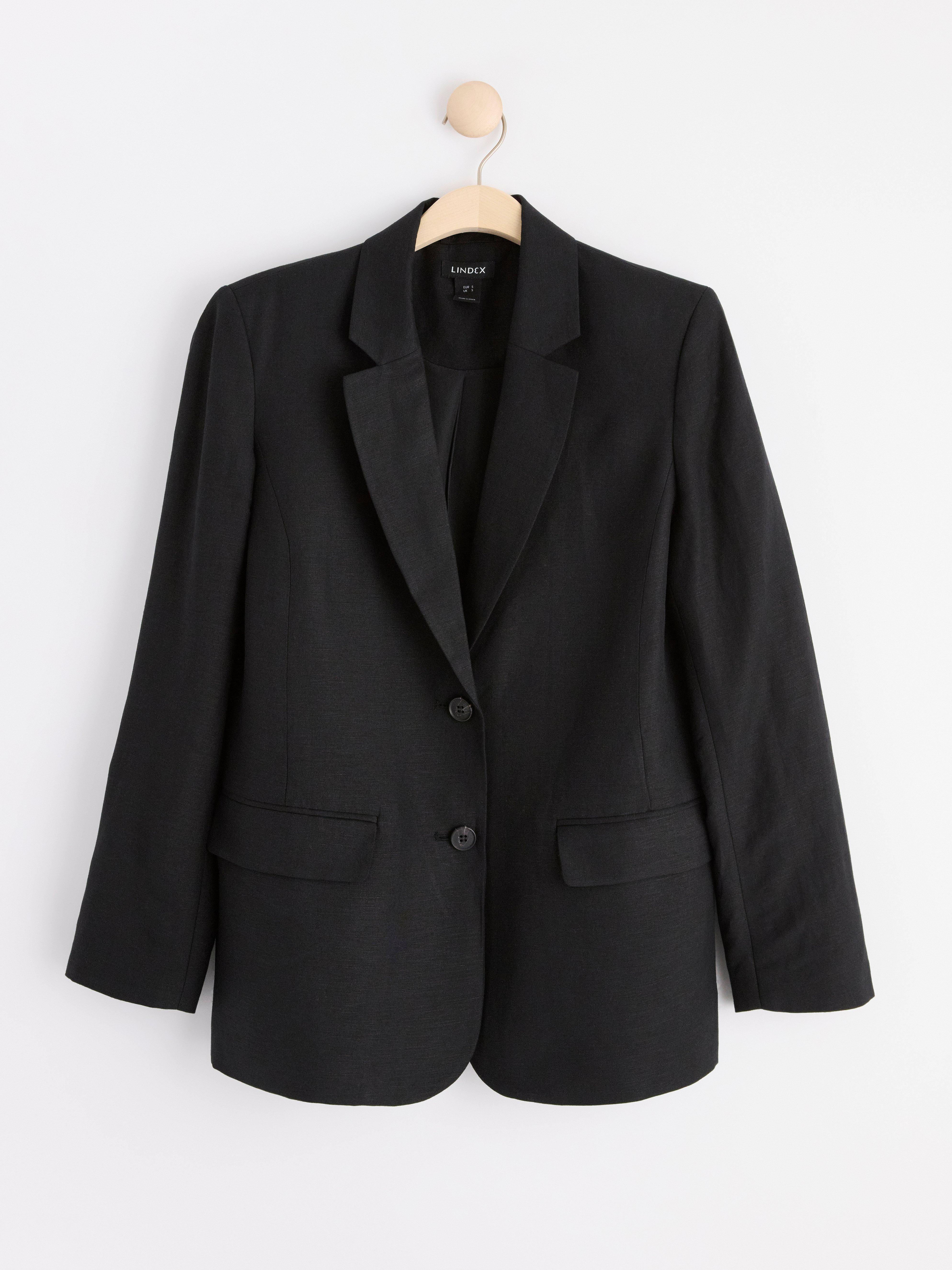 Blazer in linen blend Black