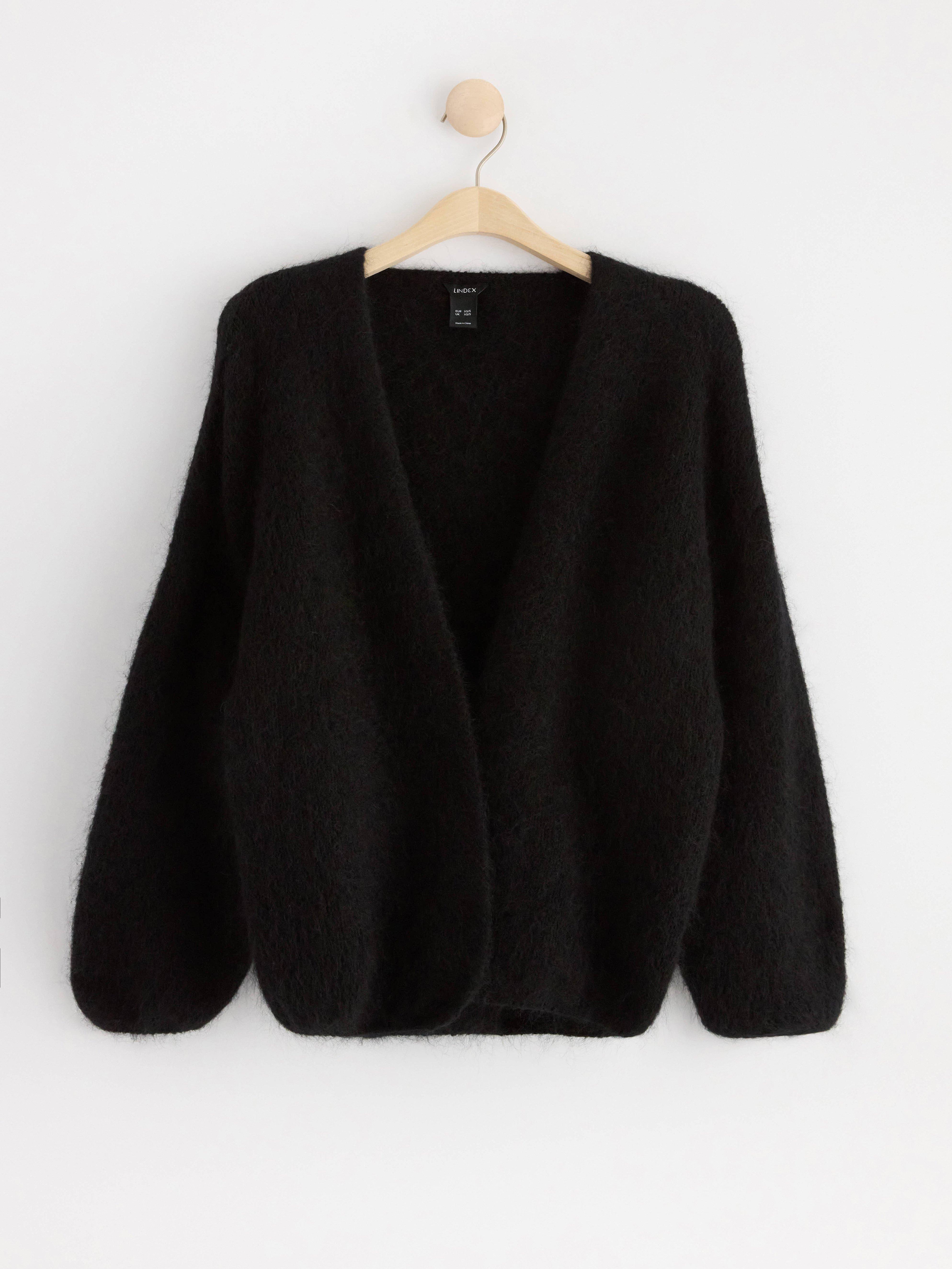 Knitted cardigan in mohair blend Black