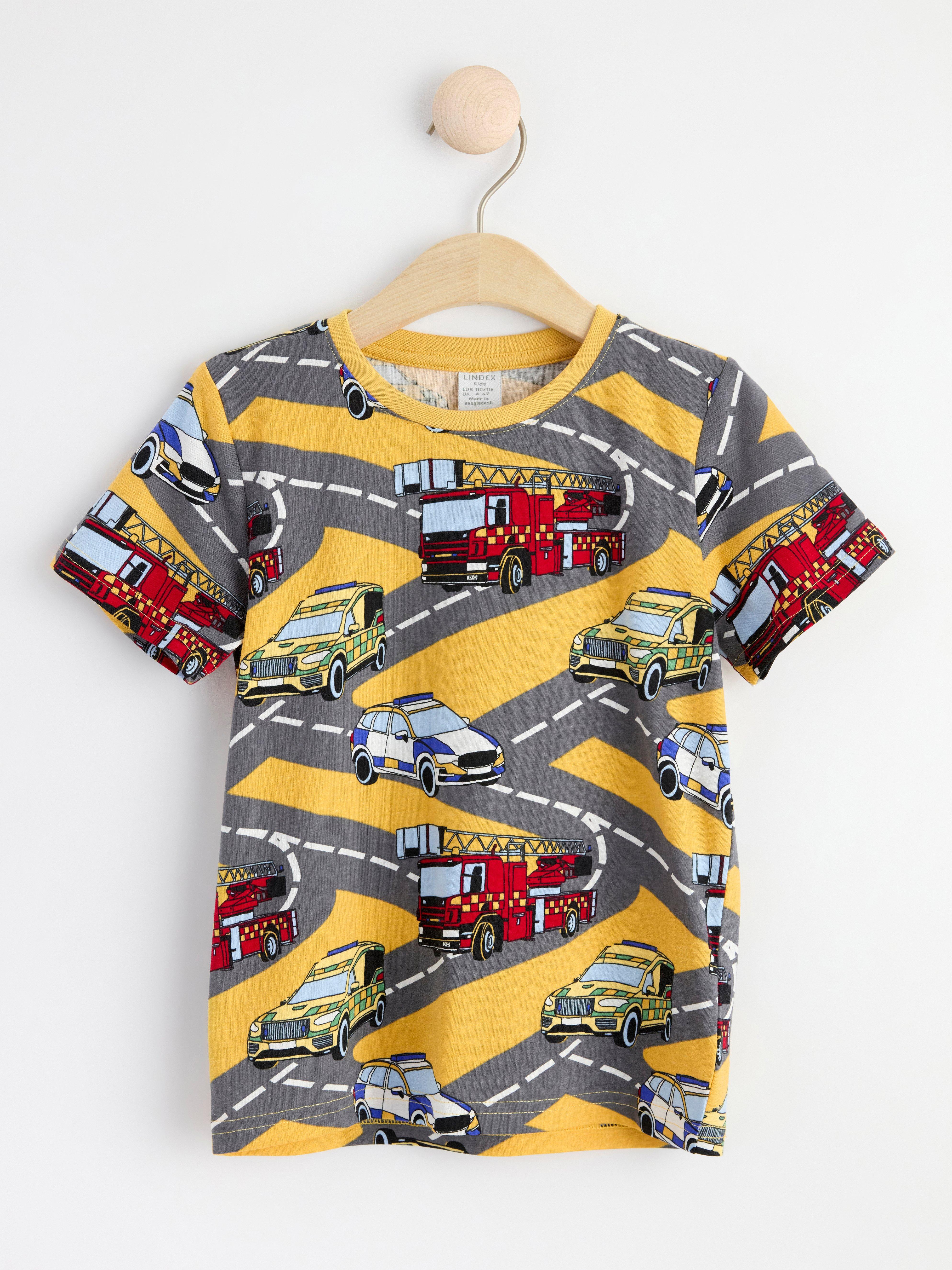 Short sleeve top with cars Light Dusty Yellow