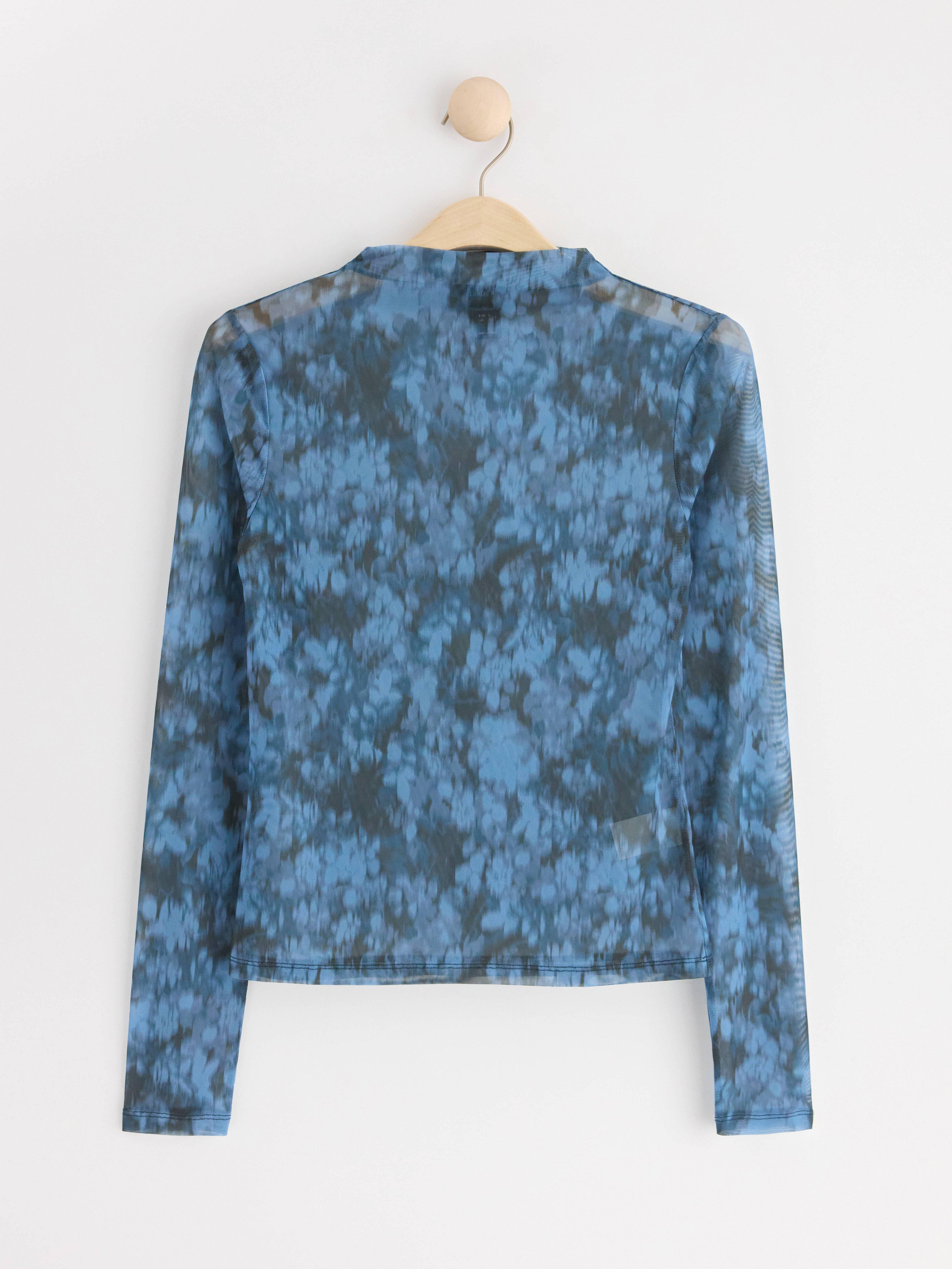 Long sleeve top in mesh Dark dusty blue