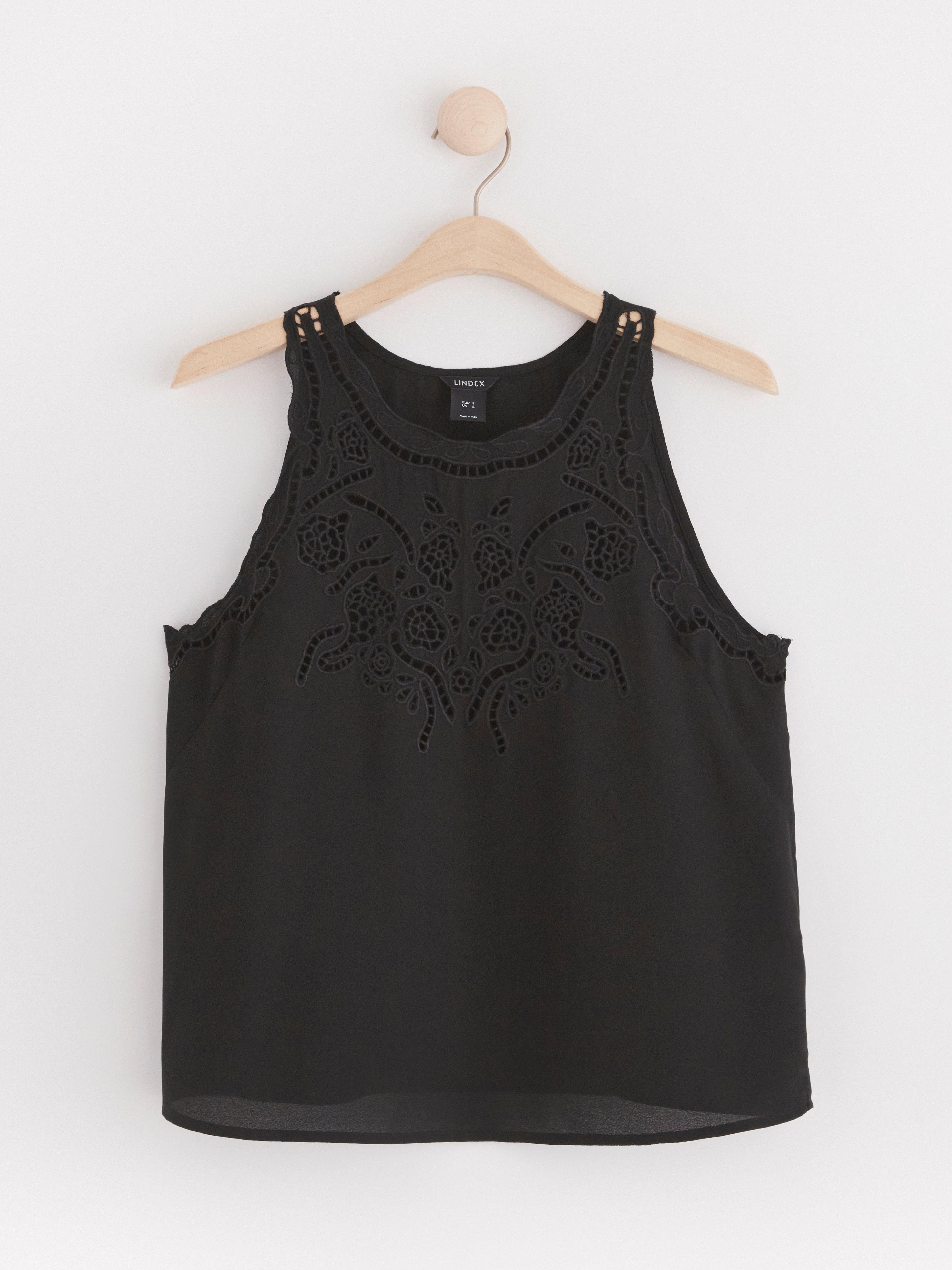 Camisole with embroidery Black