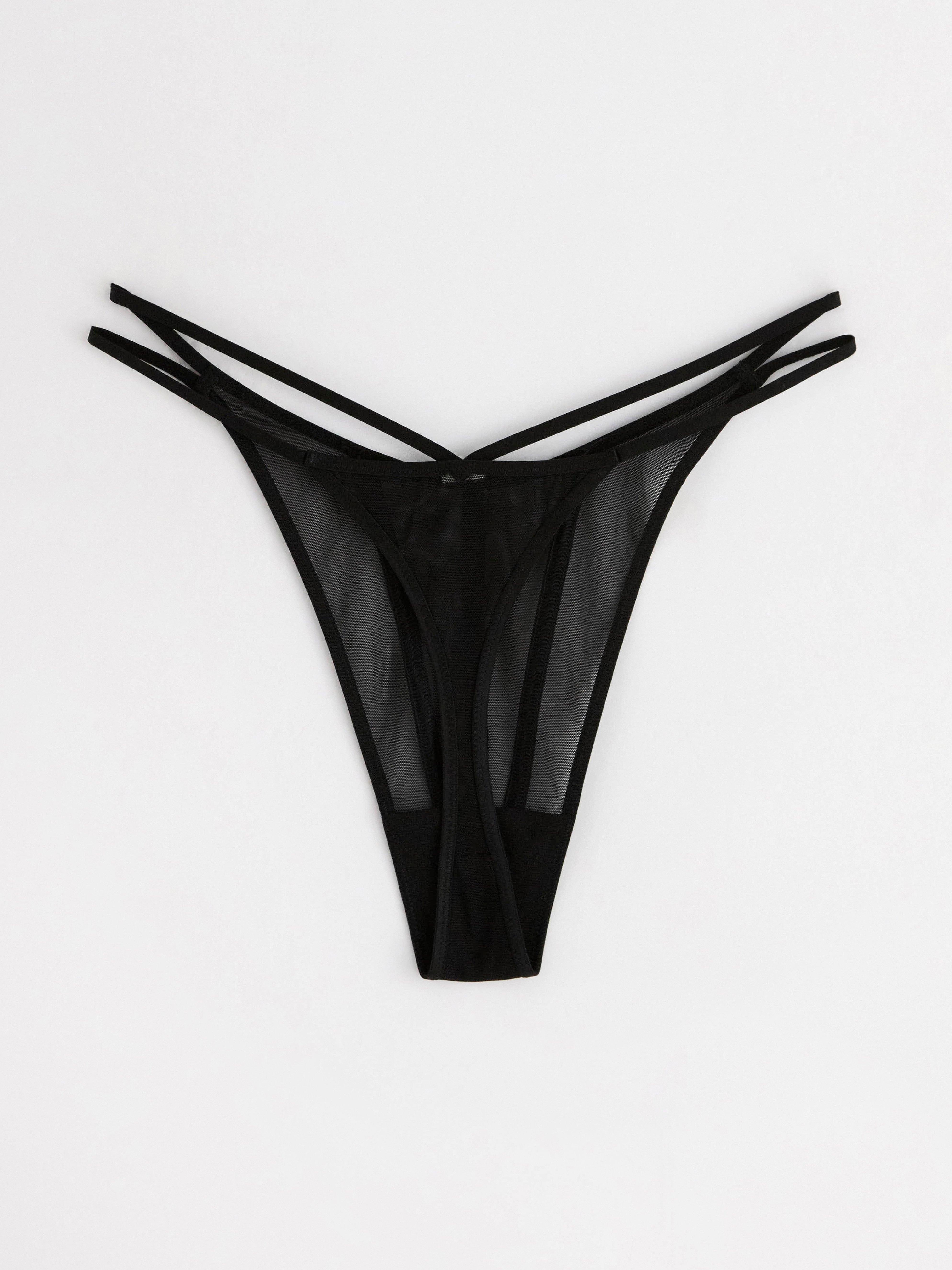 Thong low waist in mesh Black