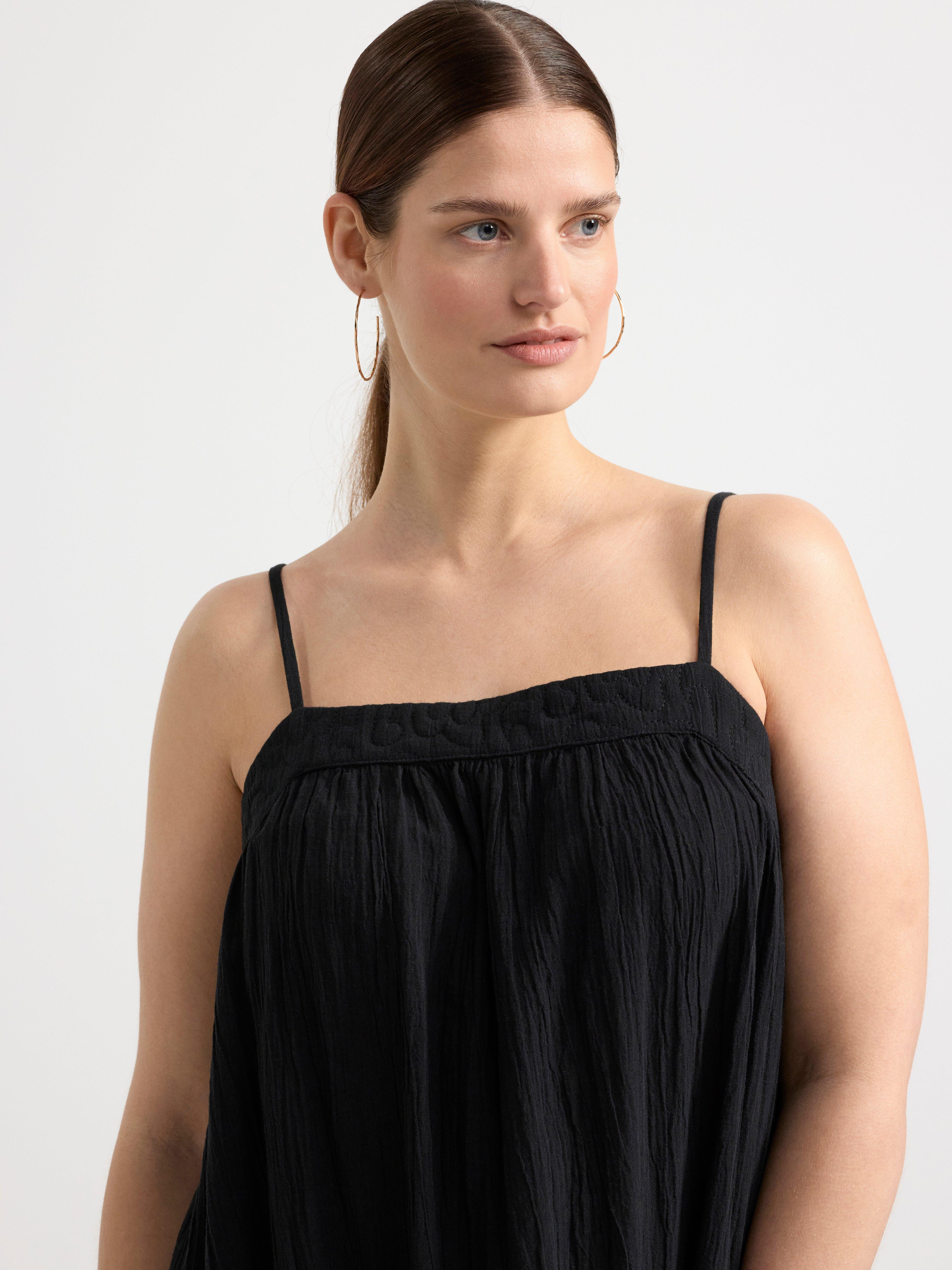 Sun dress in crinkled cotton Black