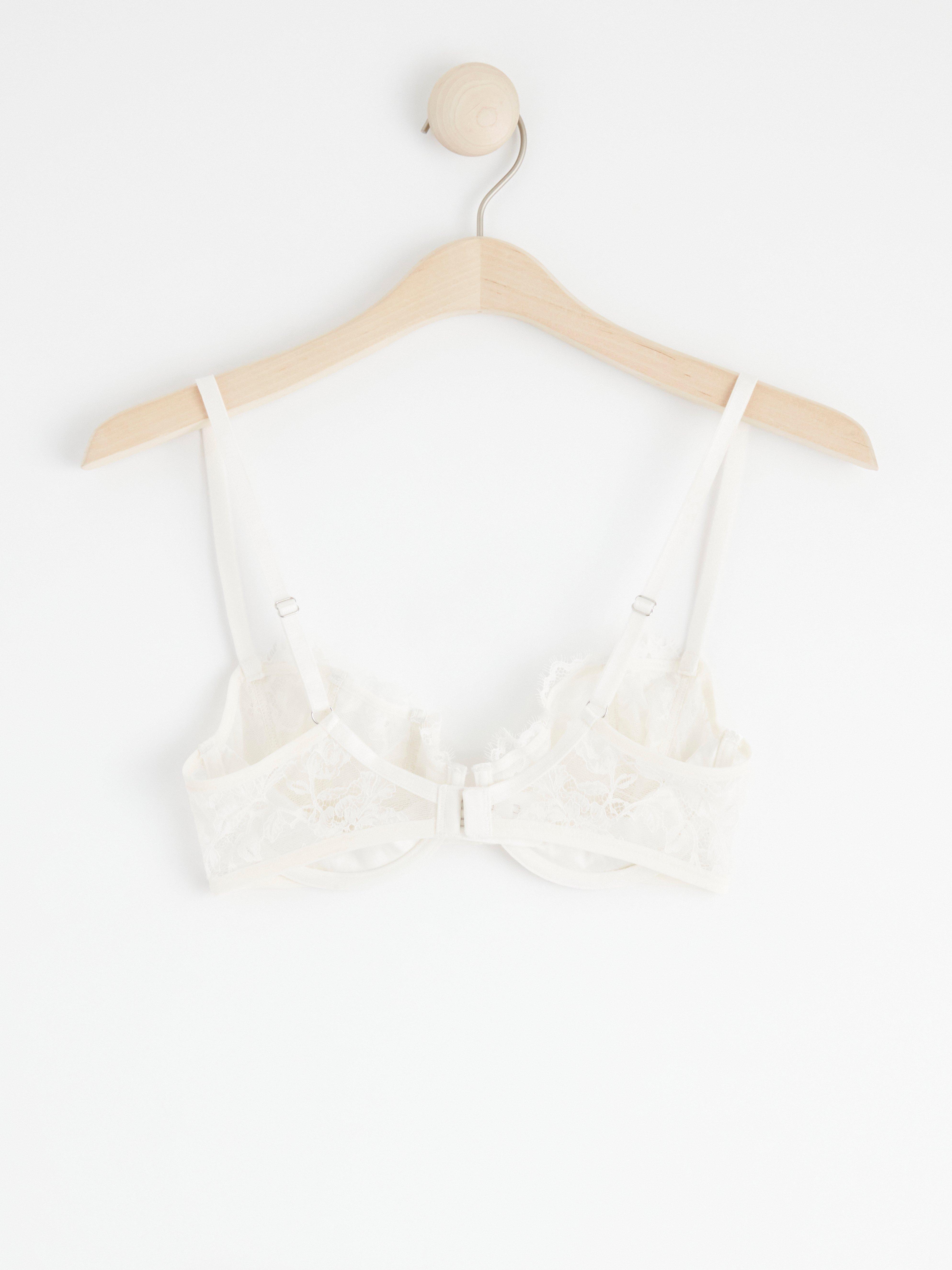 Senna unpadded bra with lace Light White