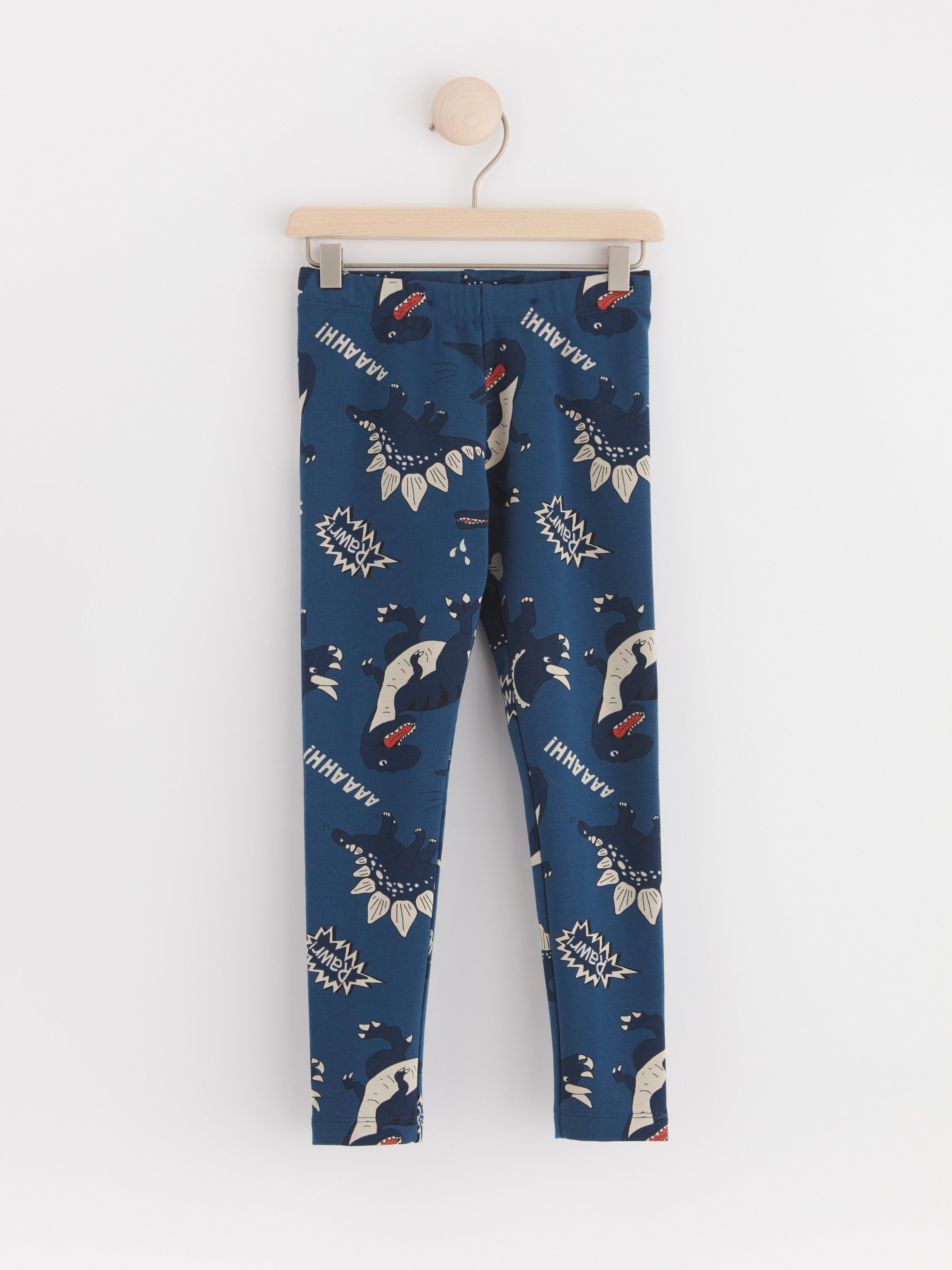 Leggings with dinosaurs Dark Dusty Blue