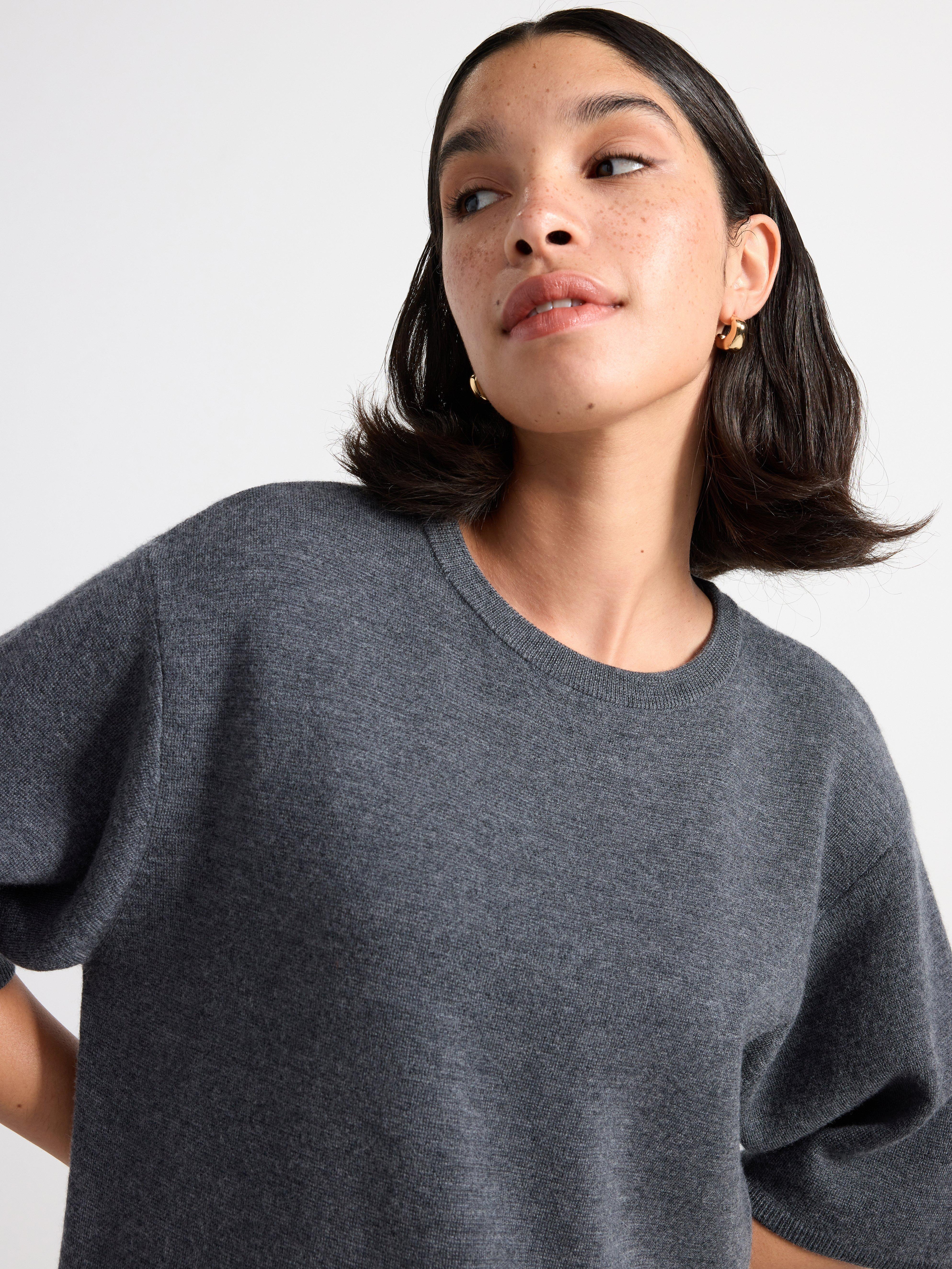 Knitted dress in merino wool Dark Grey Melange