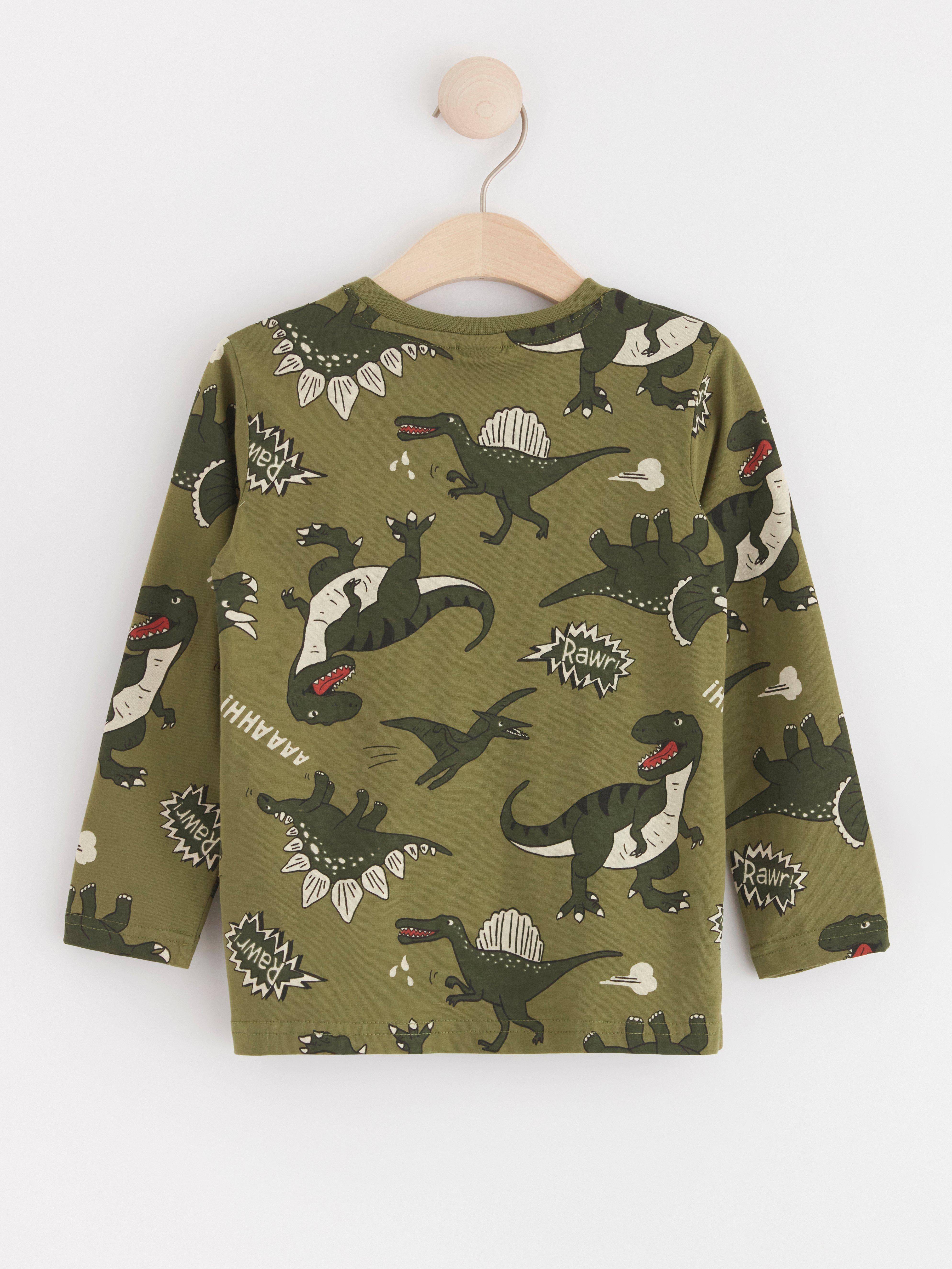 Long sleeve top with dinosaurs Dark Green