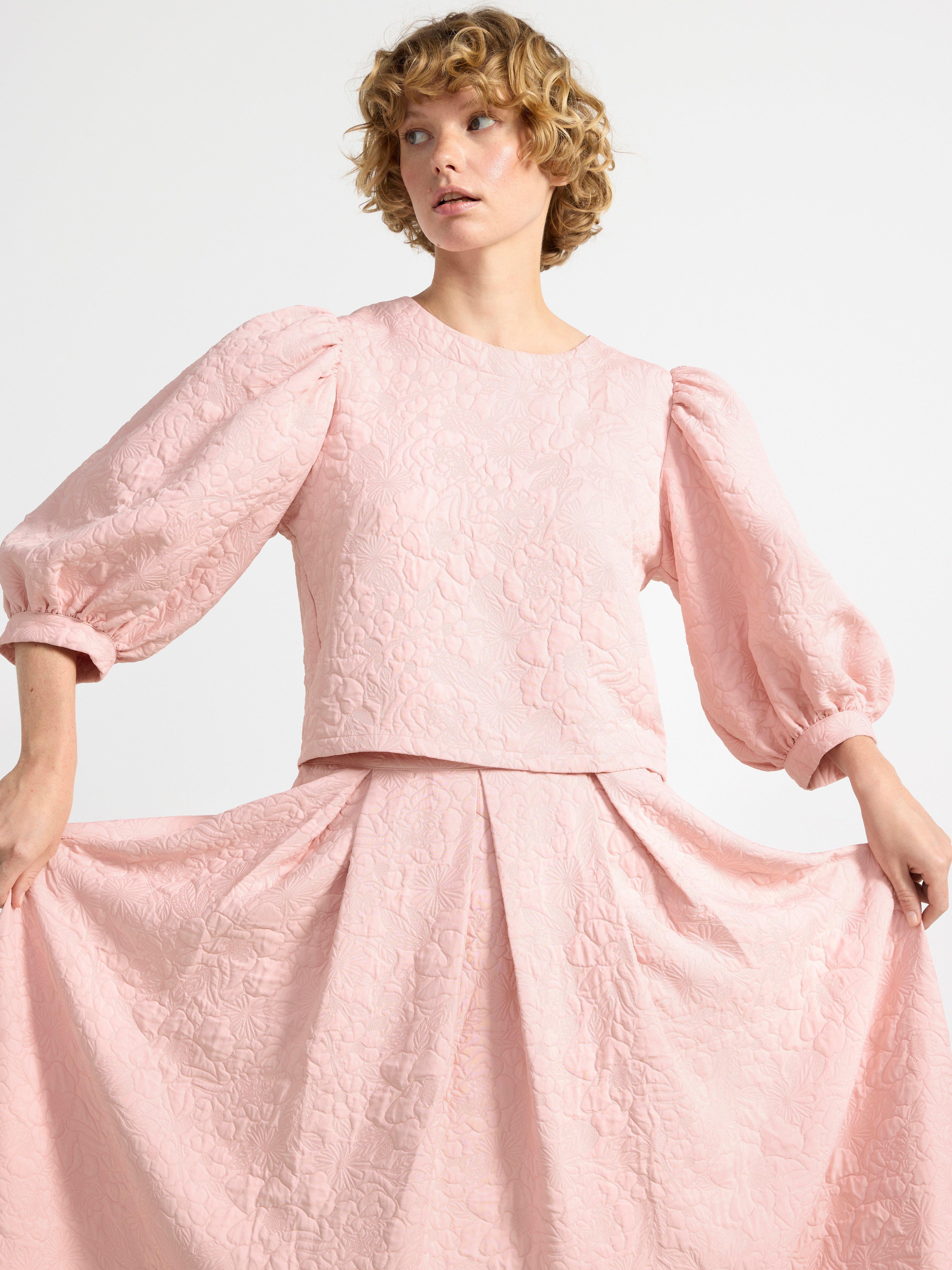 Midi skirt with embroidery Light Pink
