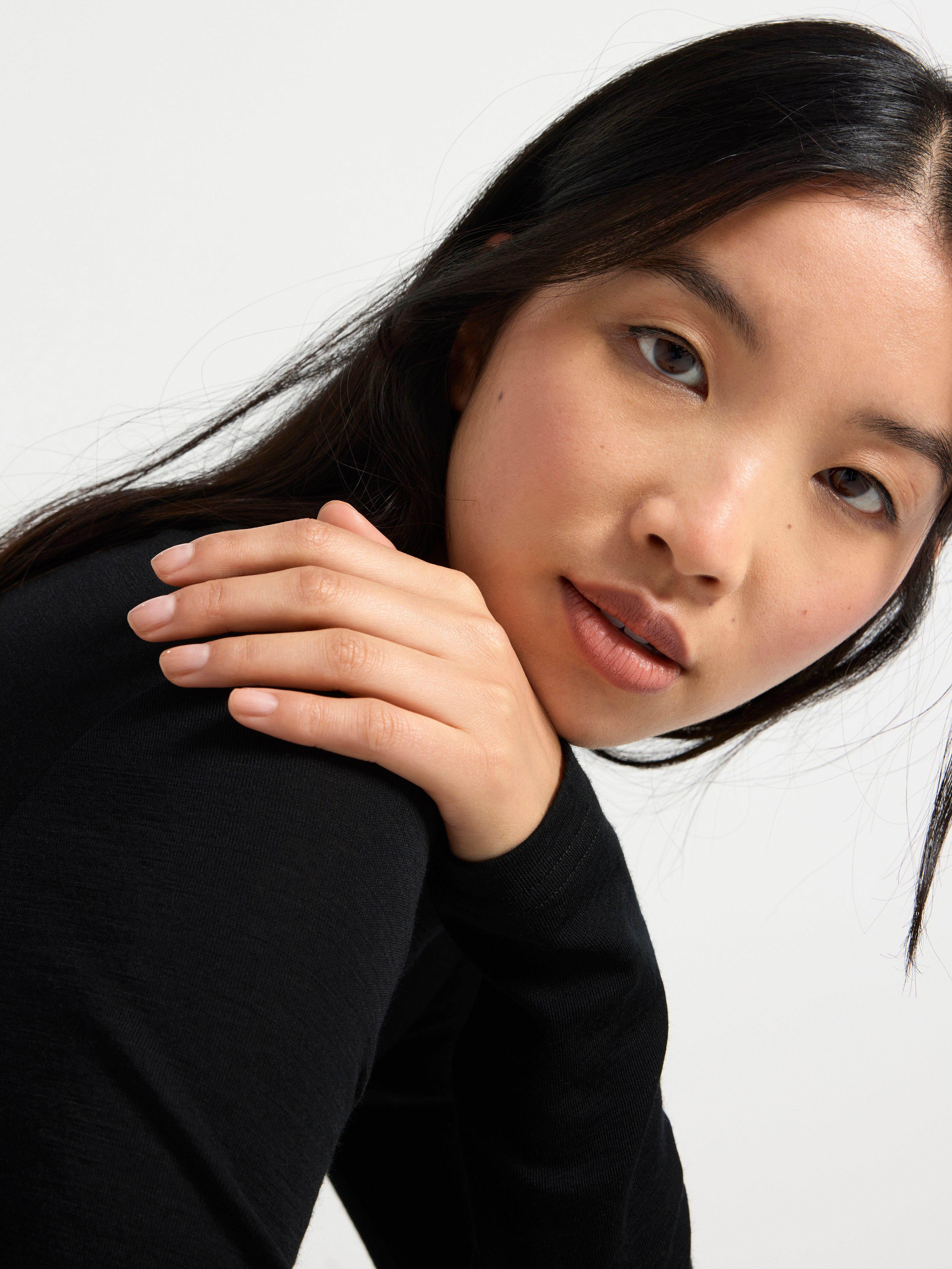 Long sleeve top in merino wool Black