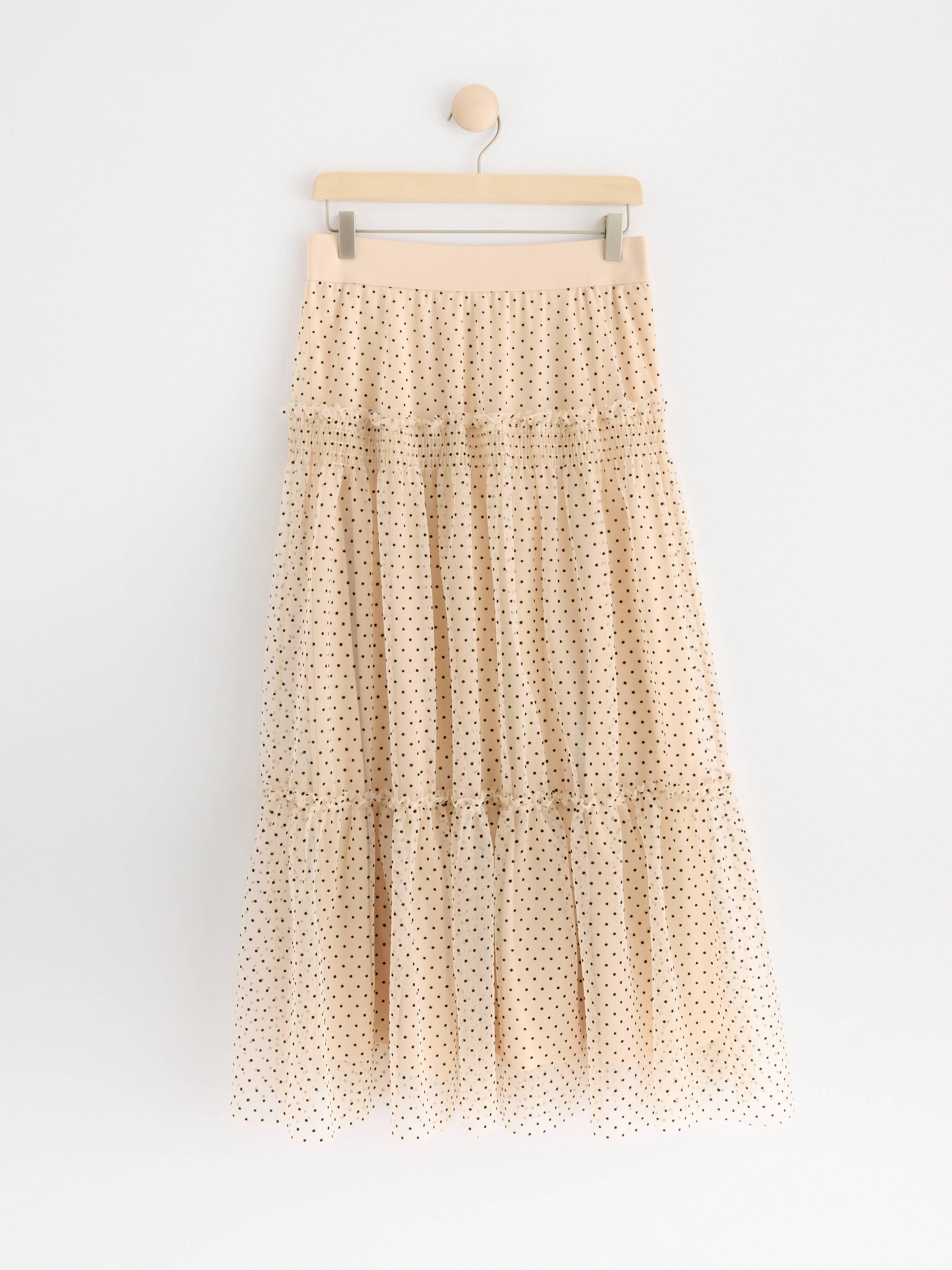 Midi skirt with flounce Light Dusty Beige