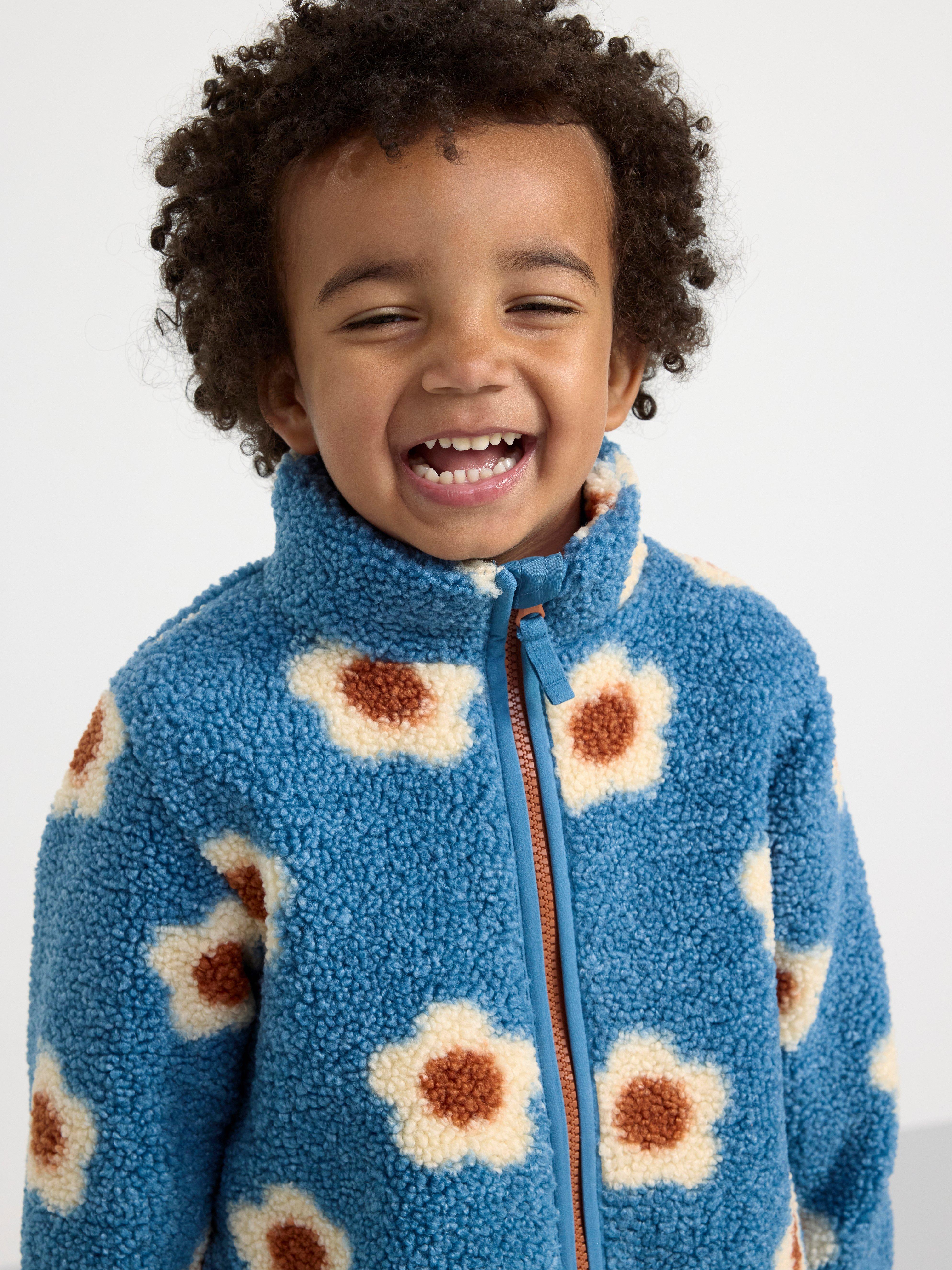 Pile jacket with flowers Light Dusty Blue