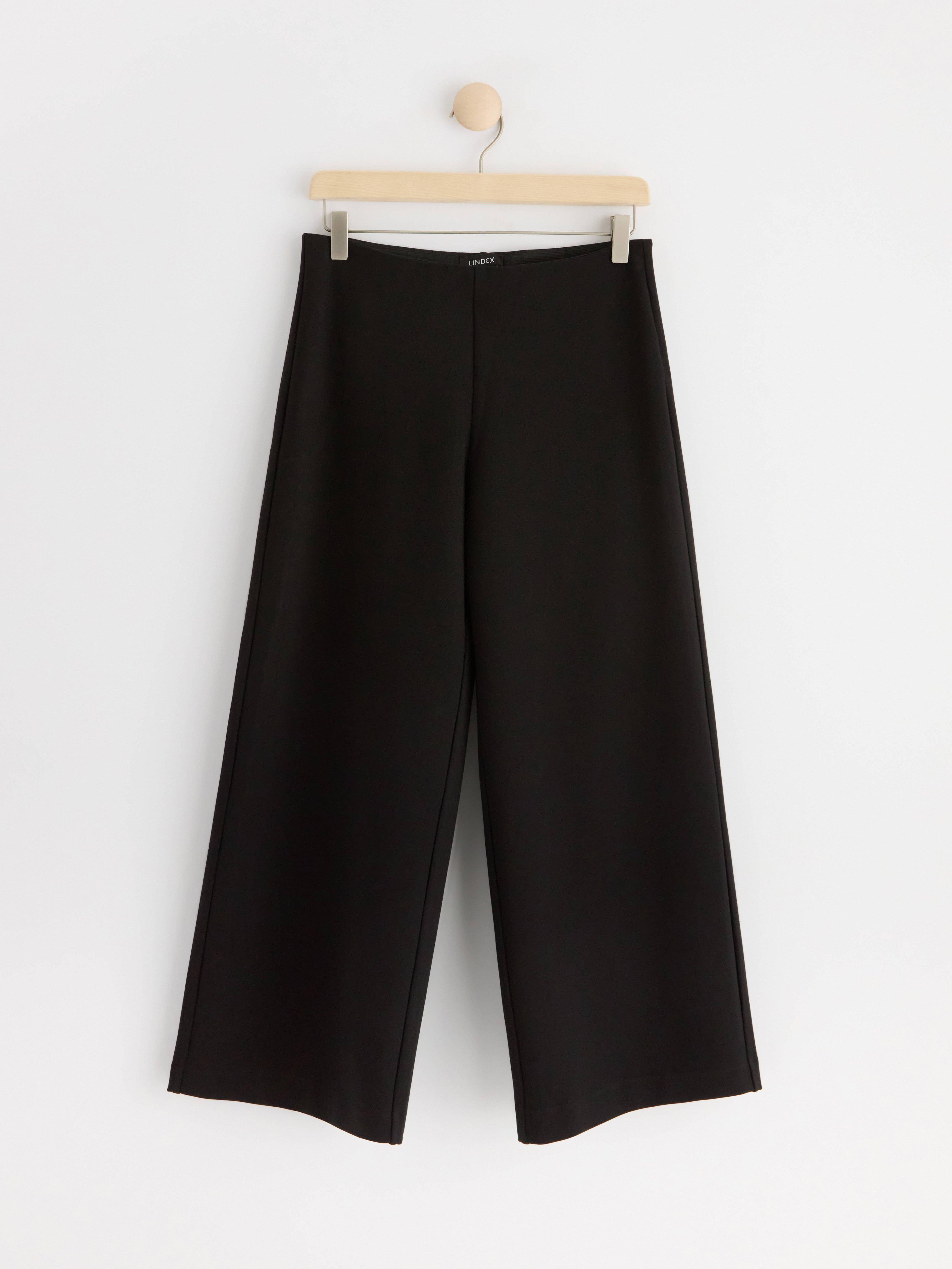 Cropped wide leg punto trousers Black