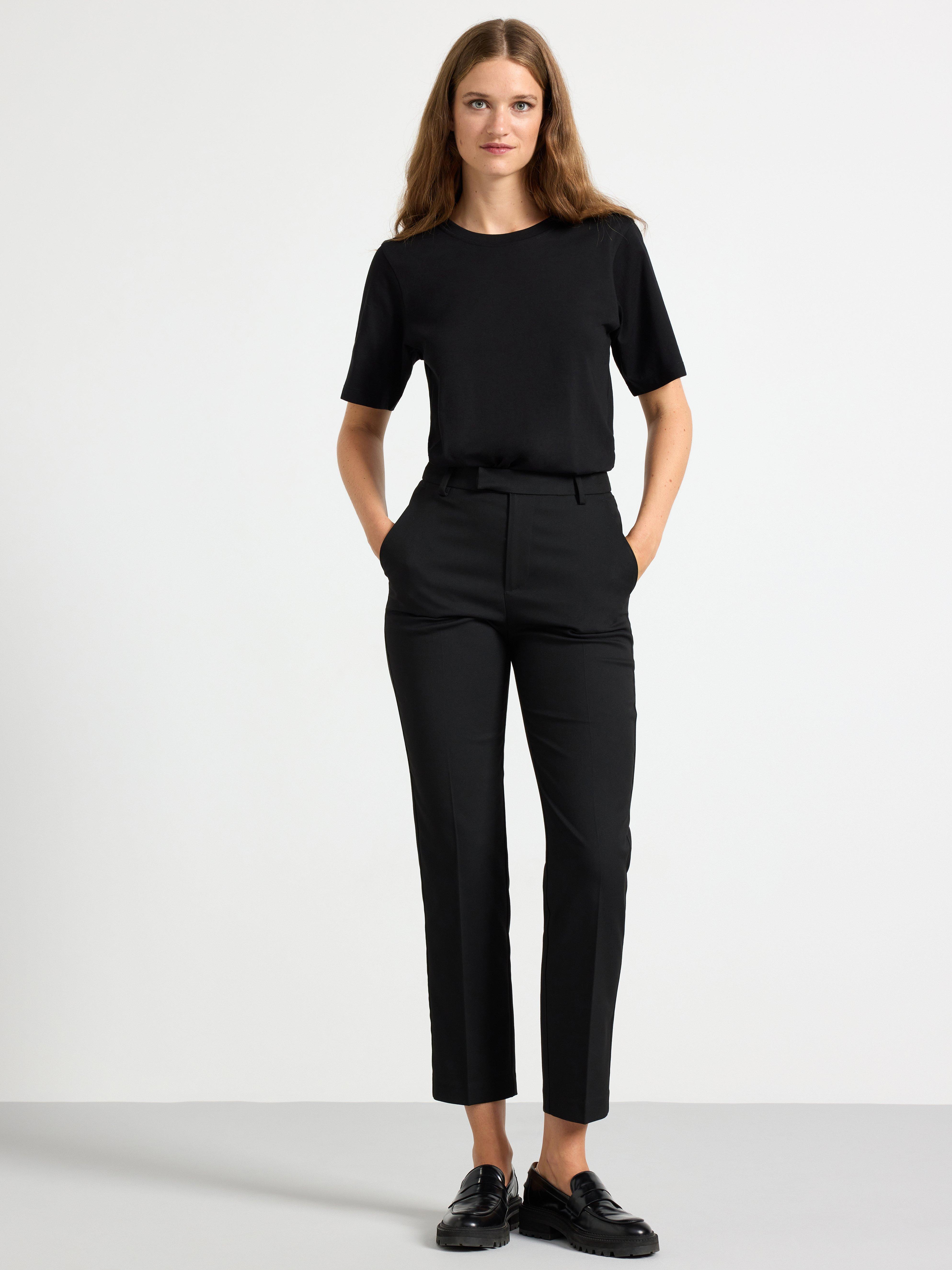 POLLY Cropped slacks with extra long legs Black