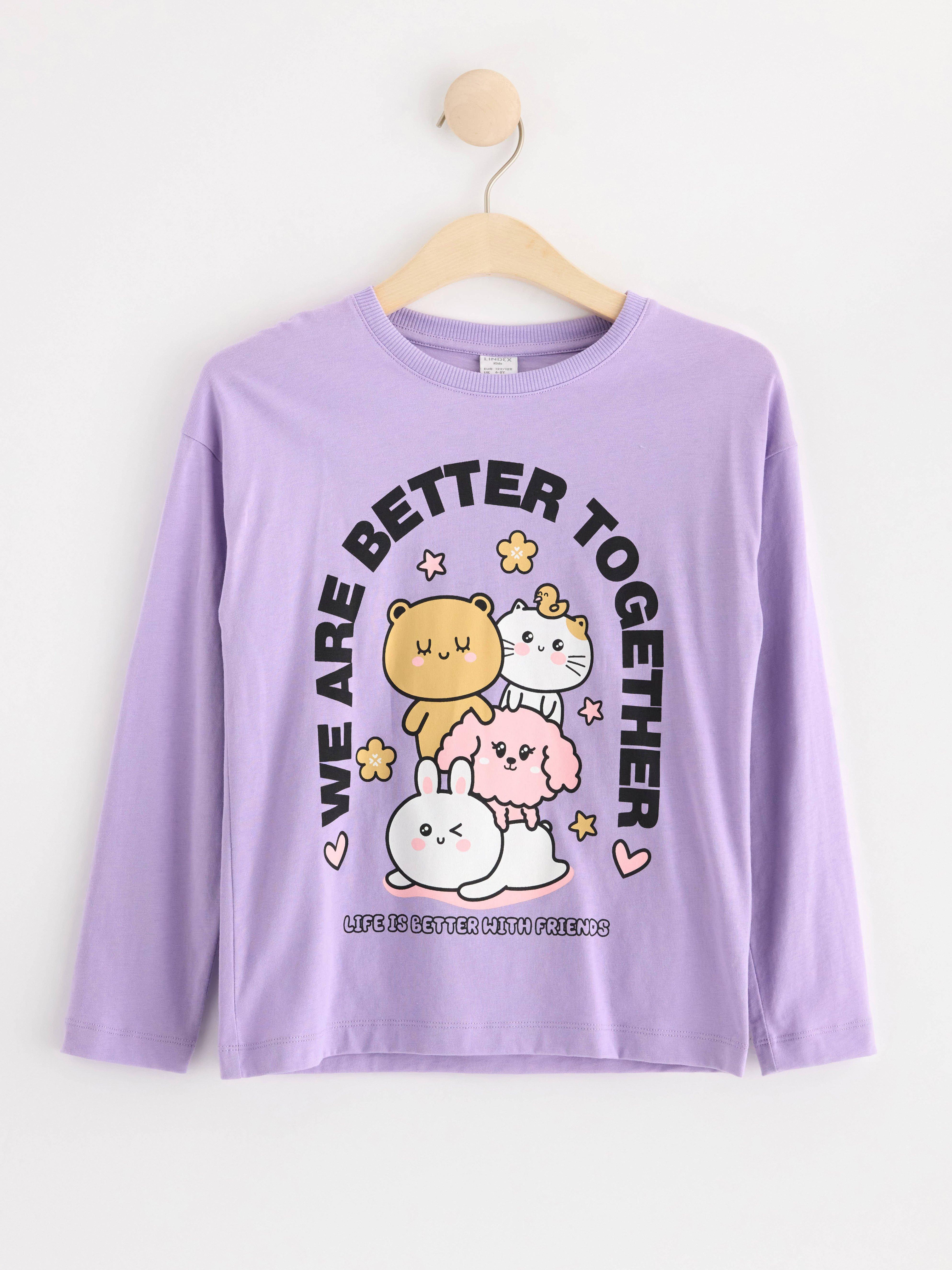 Long sleeve top with print Light Lilac