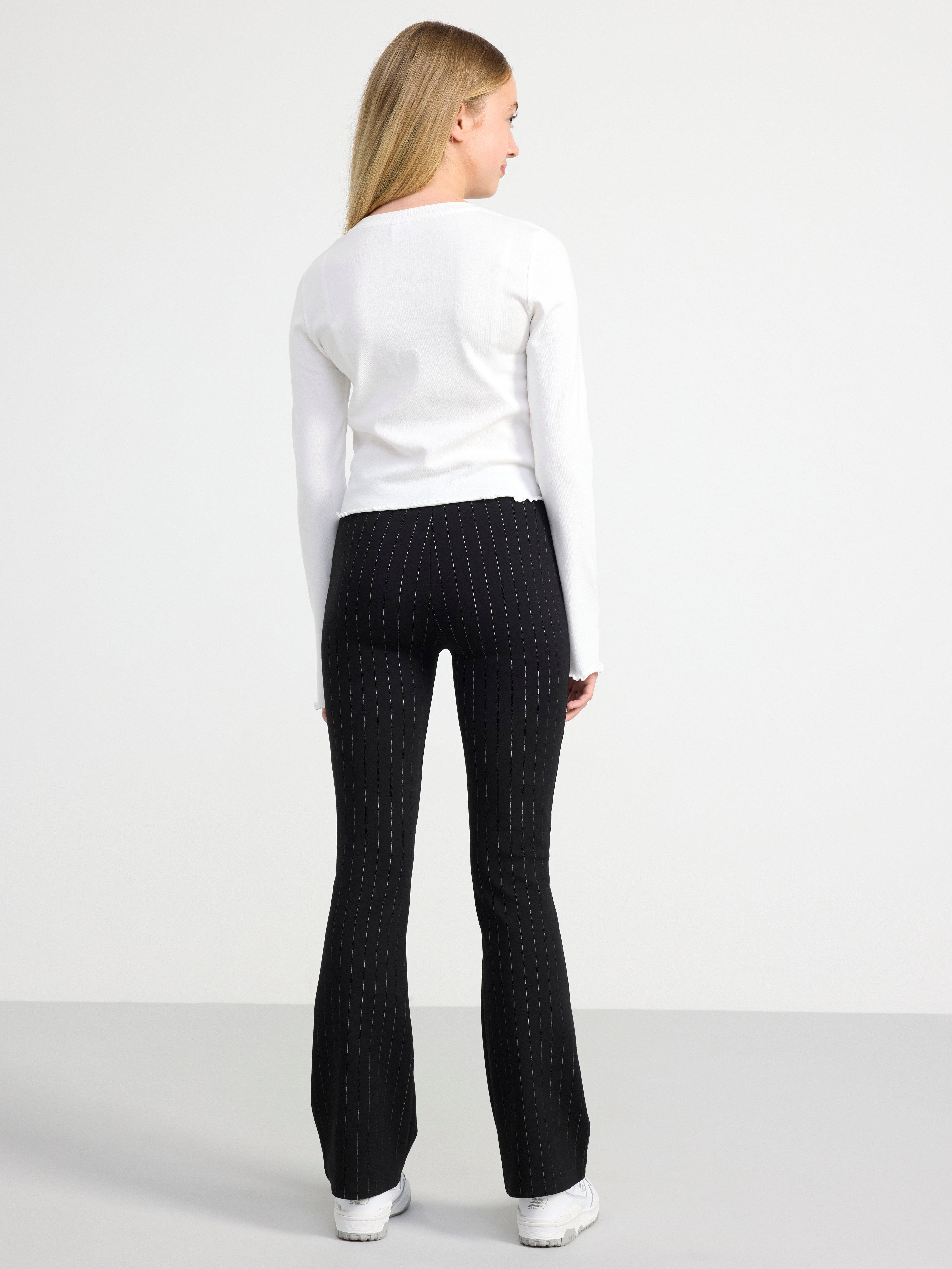 Flared trousers with stripes Black