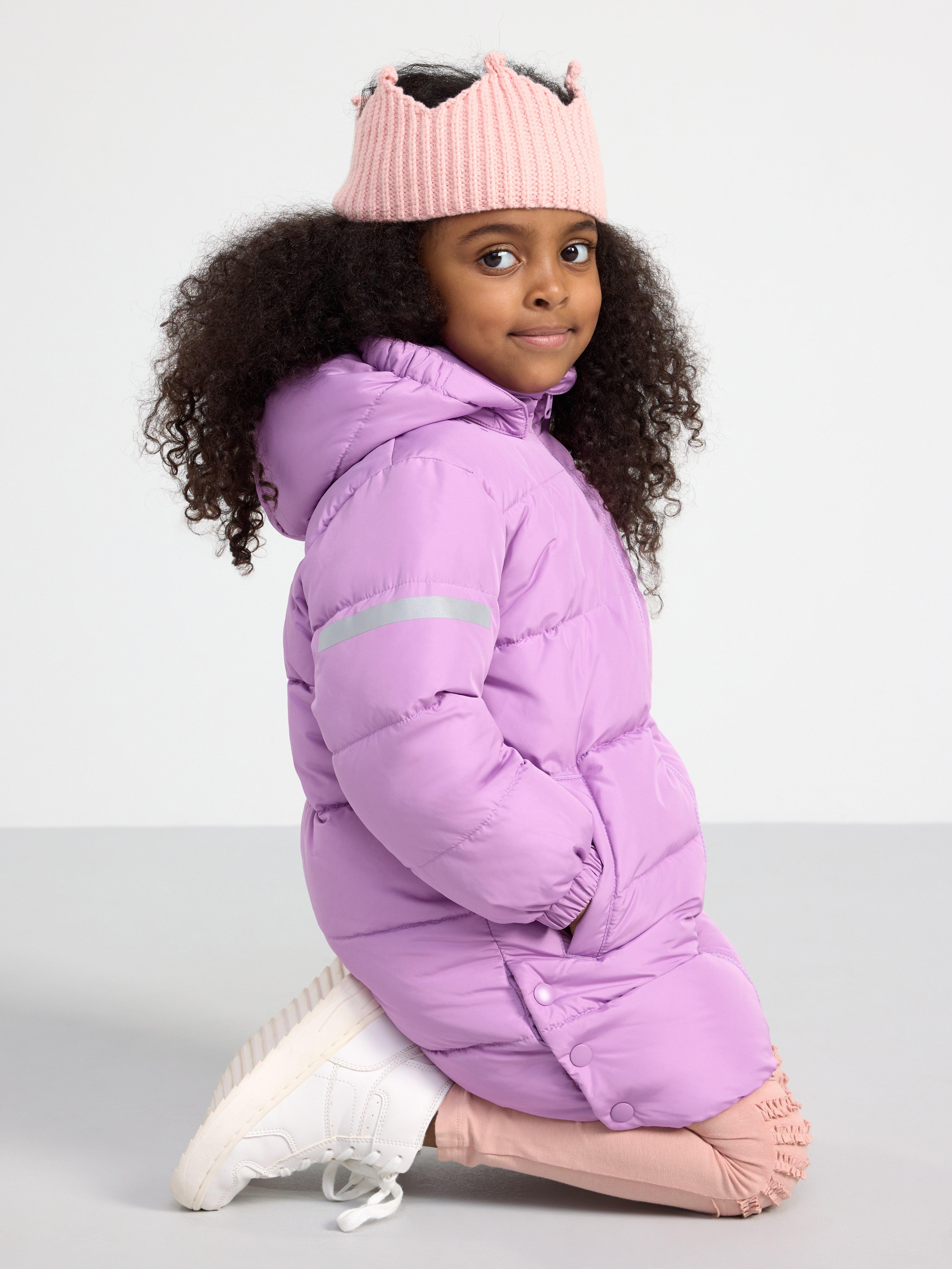 Water repellent long puffer jacket Light Dusty Lilac