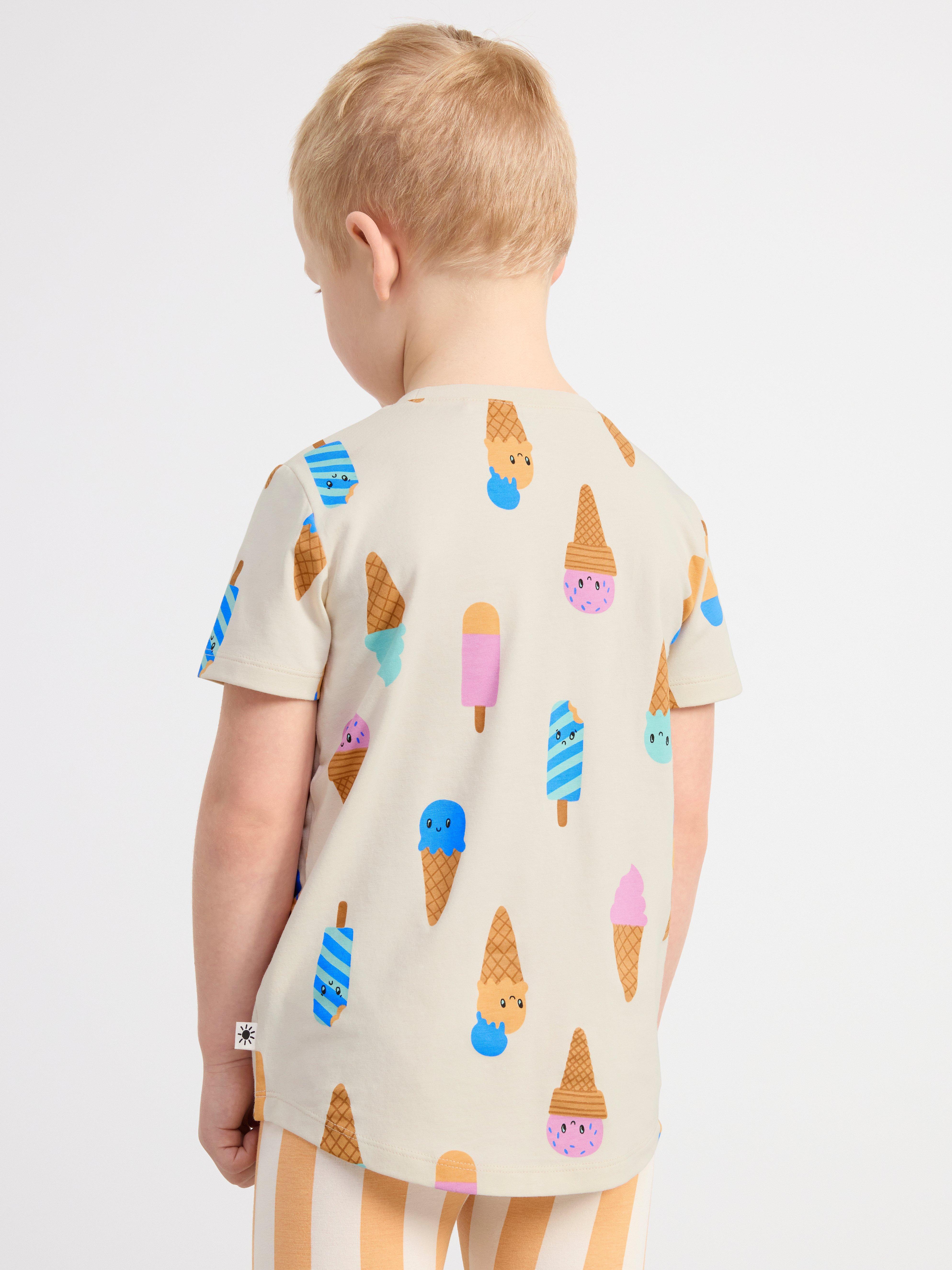 Short sleeve top with ice cream print Light Beige