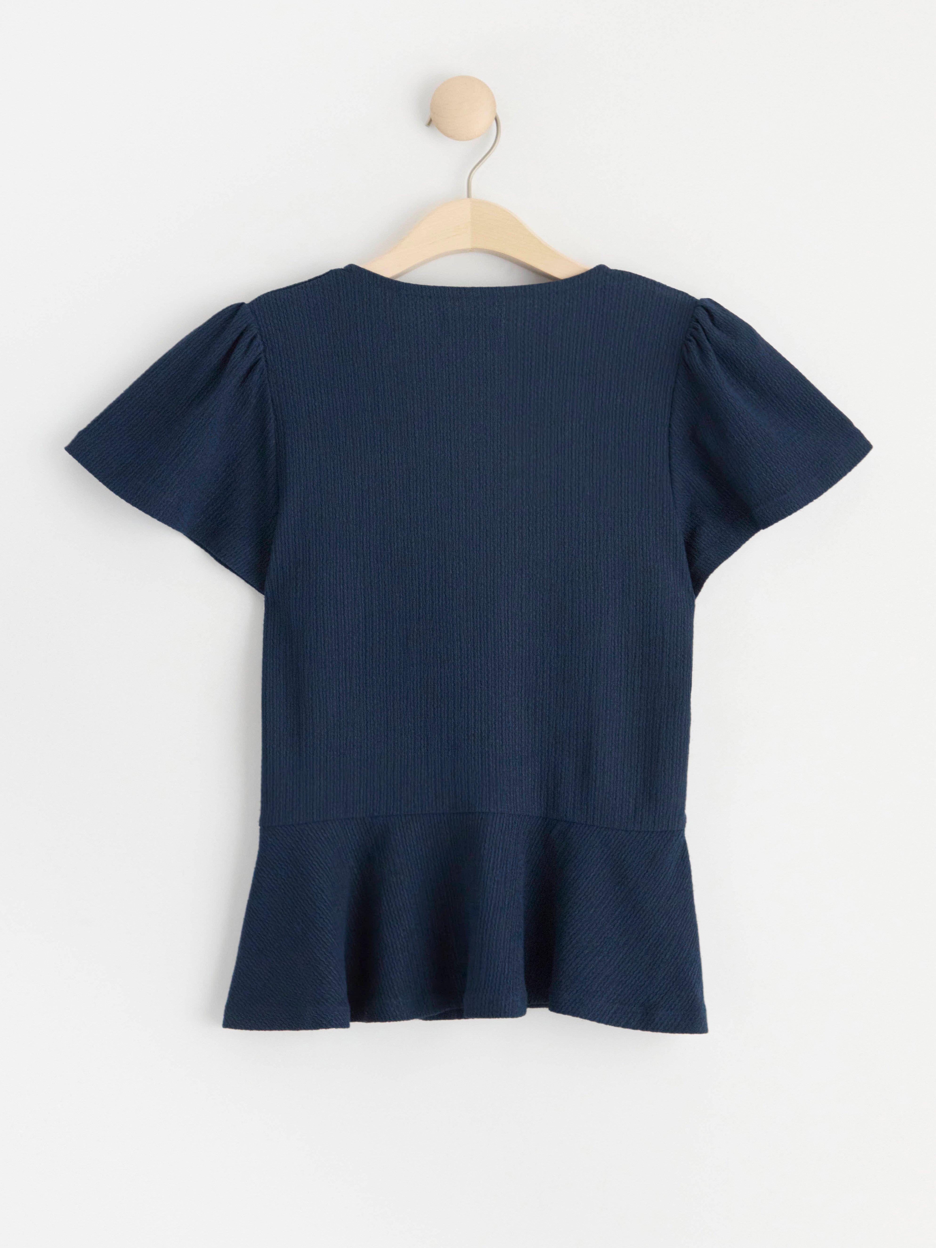 Short sleeve peplum top Navy