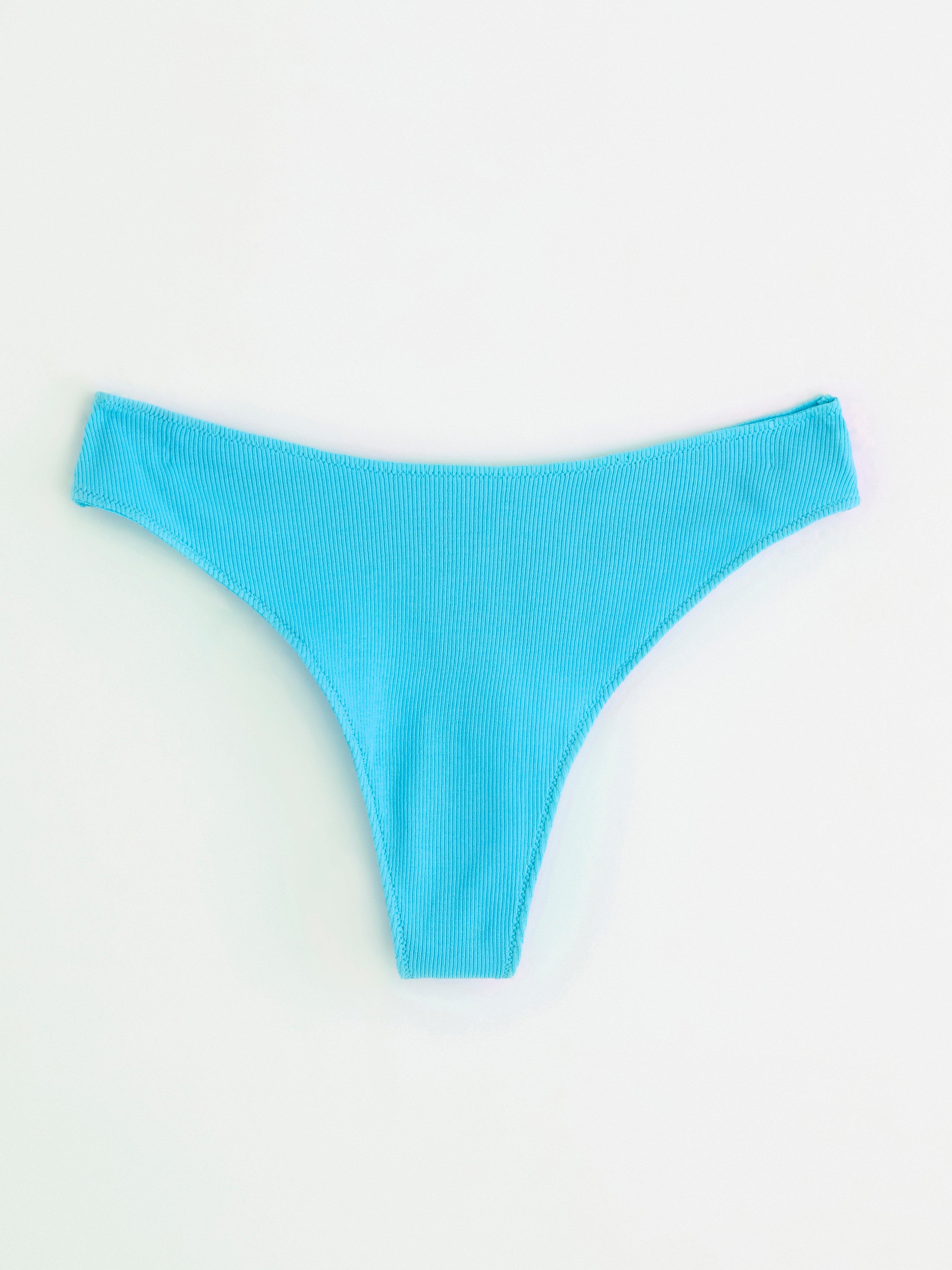 Ribbed thong low Turquoise