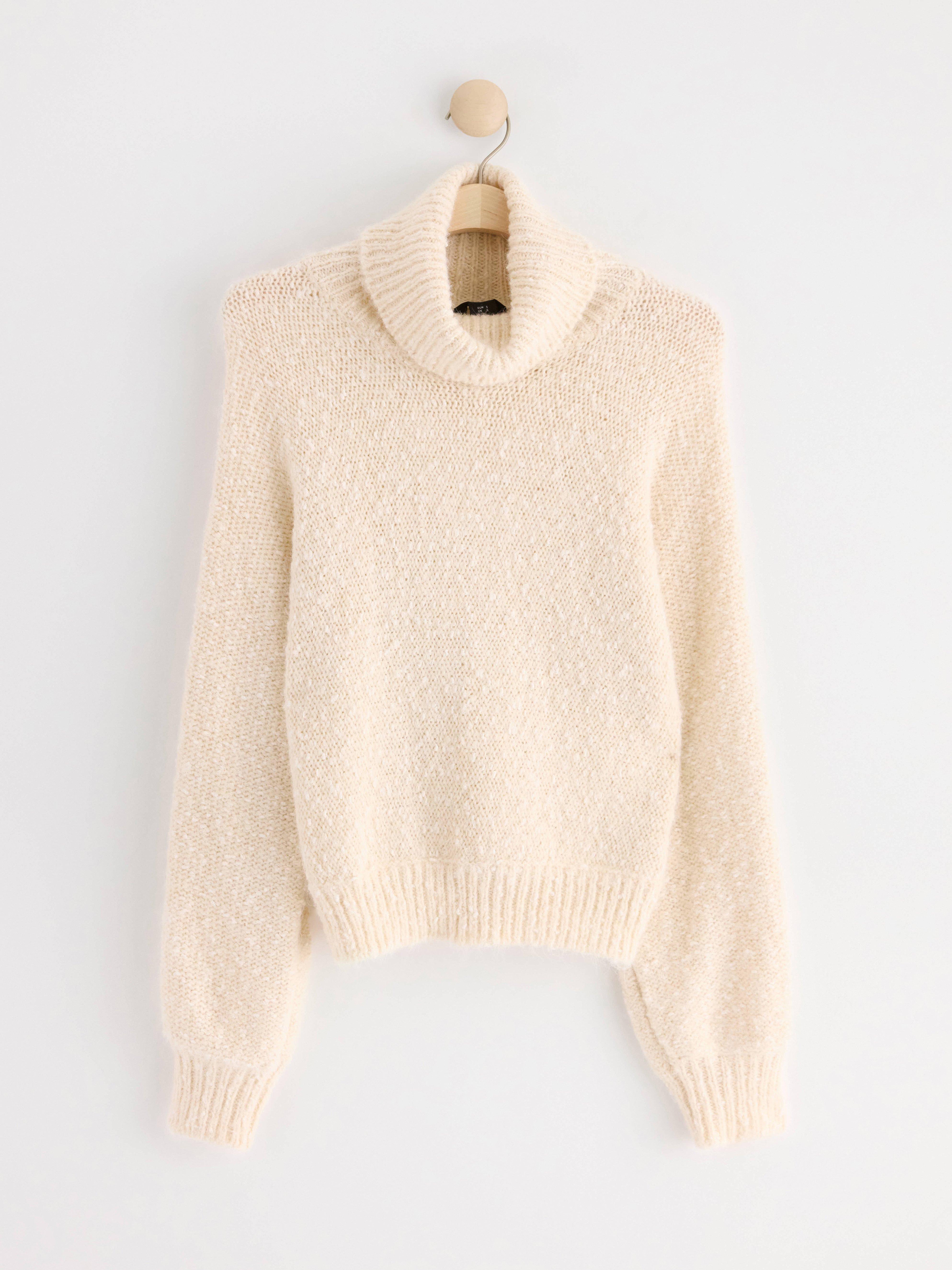 Knitted turtleneck jumper Light Beige